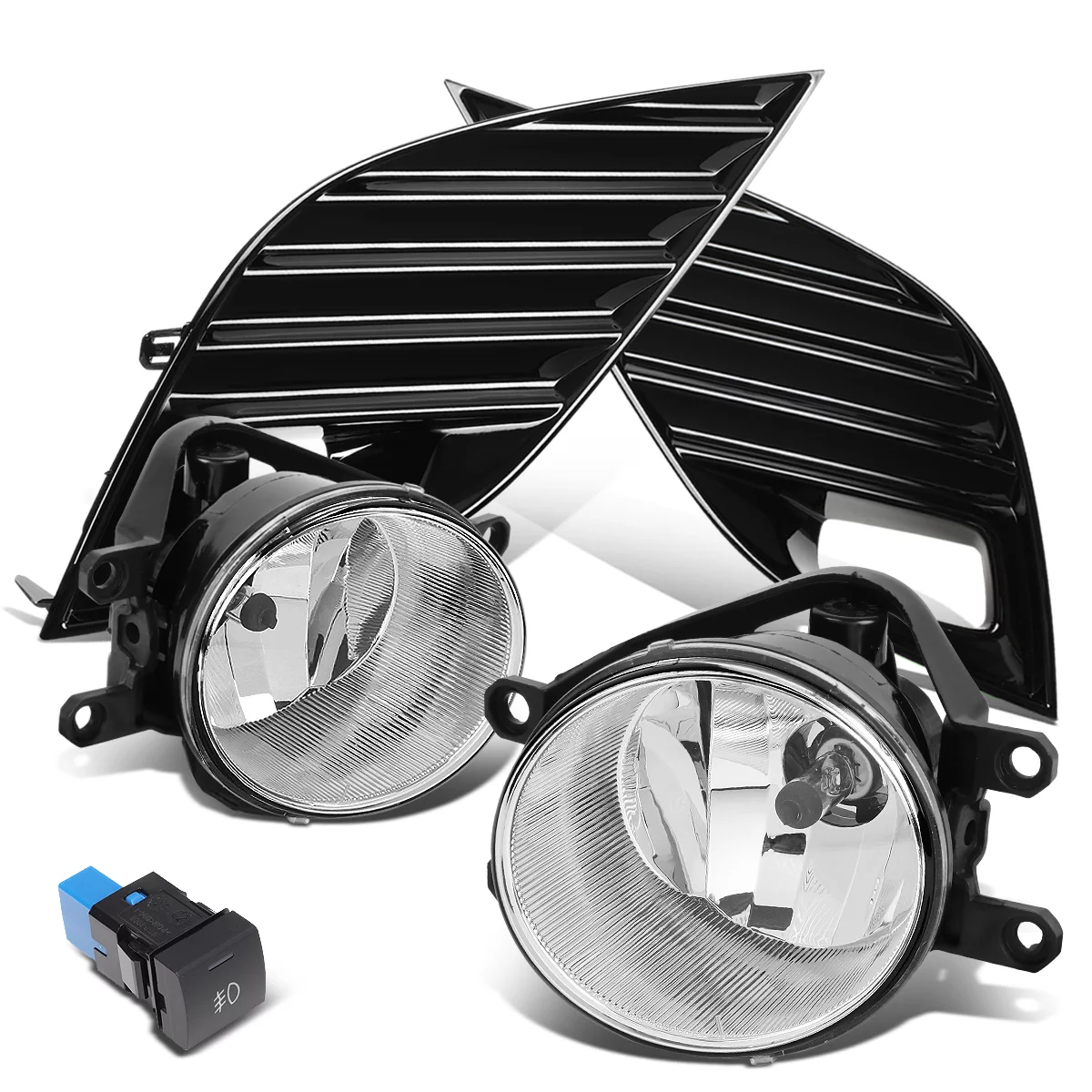 DNA Motoring FL-ZTL-318-CH For 2018 to 2020 Toyota Camry SE XSE Factory Style Bumper Driving Fog Light Lamps with Bezel + Switch 19 2019