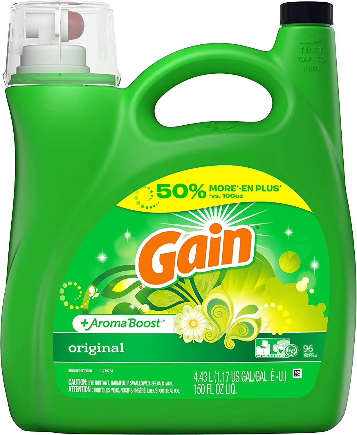 Gain Original 96 Loads, Liquid Laundry Detergent, 150 Fl Oz