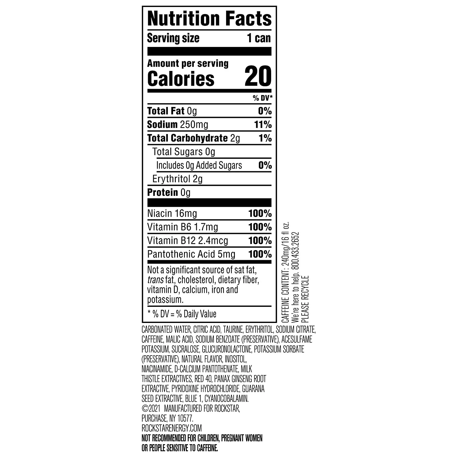 Rockstar Energy Drink Pure Zero Grape, 16oz Cans (12 Pack) (Packaging May Vary)