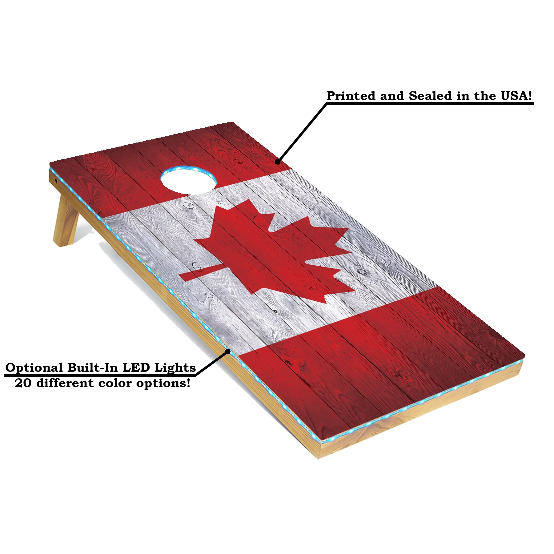 Tailgating Pros Regulation Cornhole Boards Flag Set - Includes 8 Bean Bags, Carrying Cases, and 4'x2' Corn Hole Toss Game - Optional LED Lights