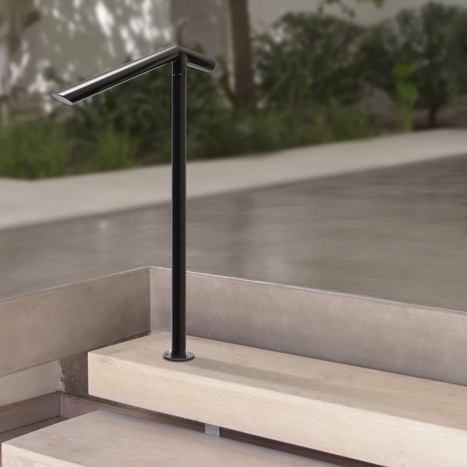 For 2-3 Steps Stair Rail Railing Iron Handrail Kit Outdoor Porch Arm Assist