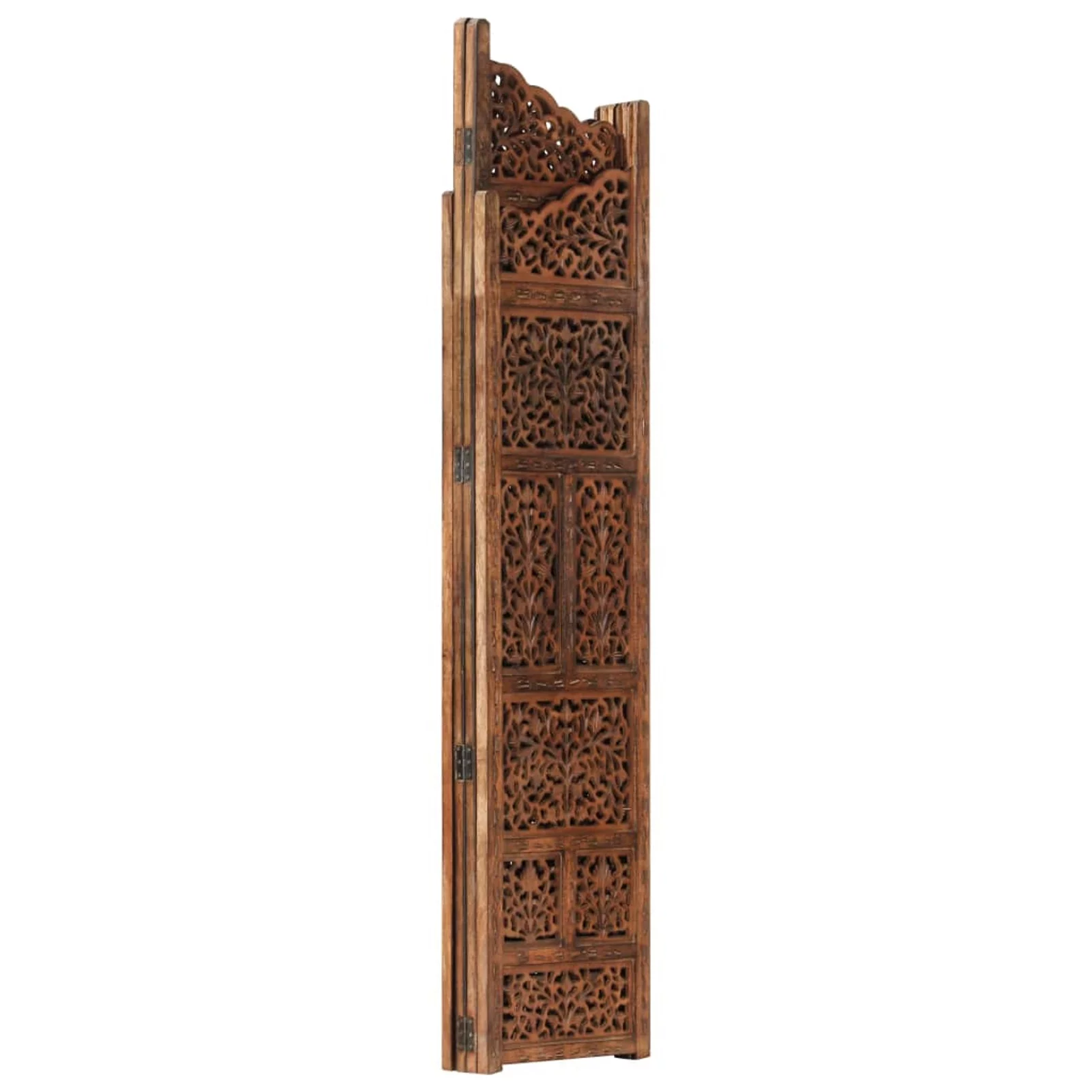 Hand carved 4-Panel Room Divider Brown 63