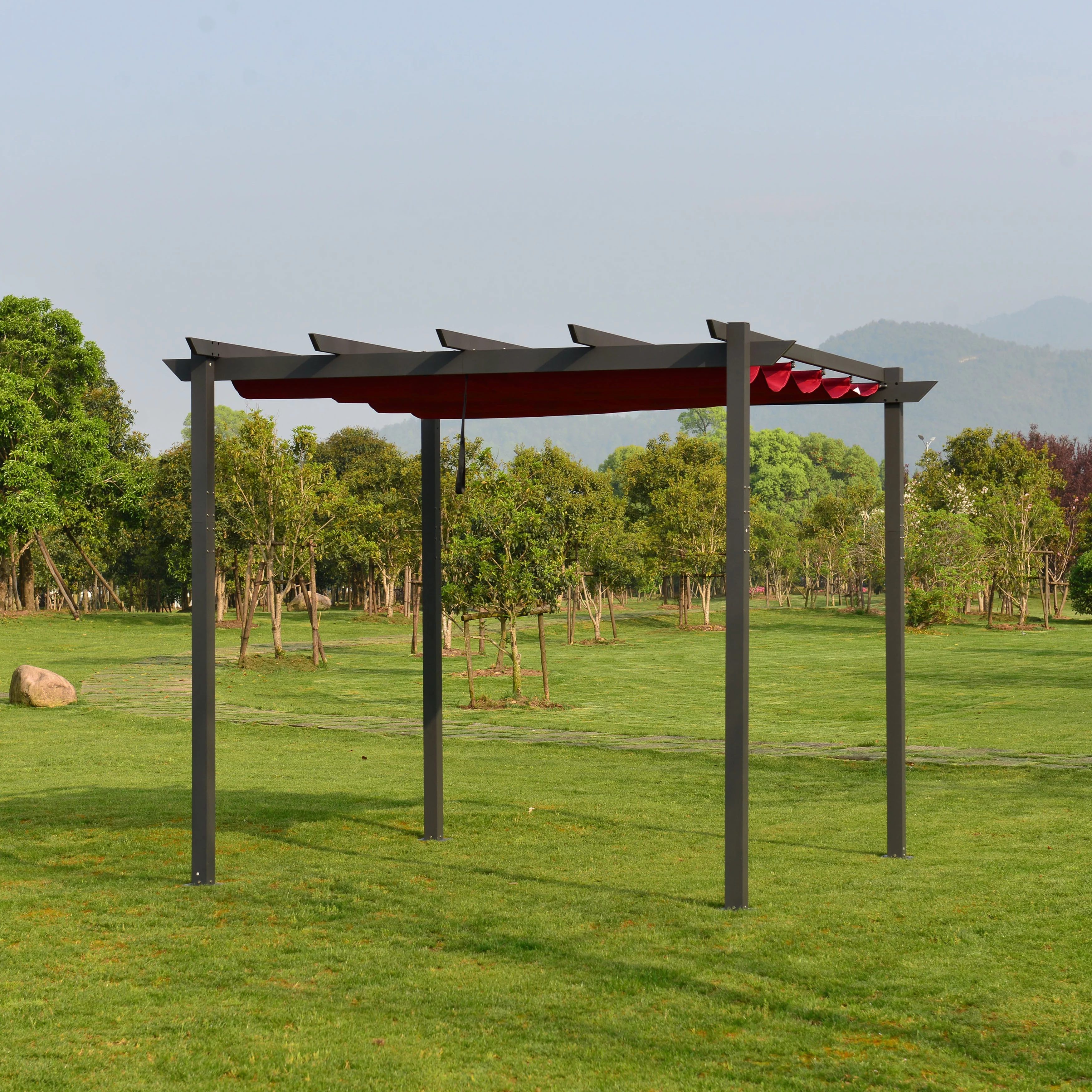 ALEKO PERGBURG DIY Frame 9 x 9 Ft Aluminum Grape Trellis Pergola Outdoor Canopy Gazebo