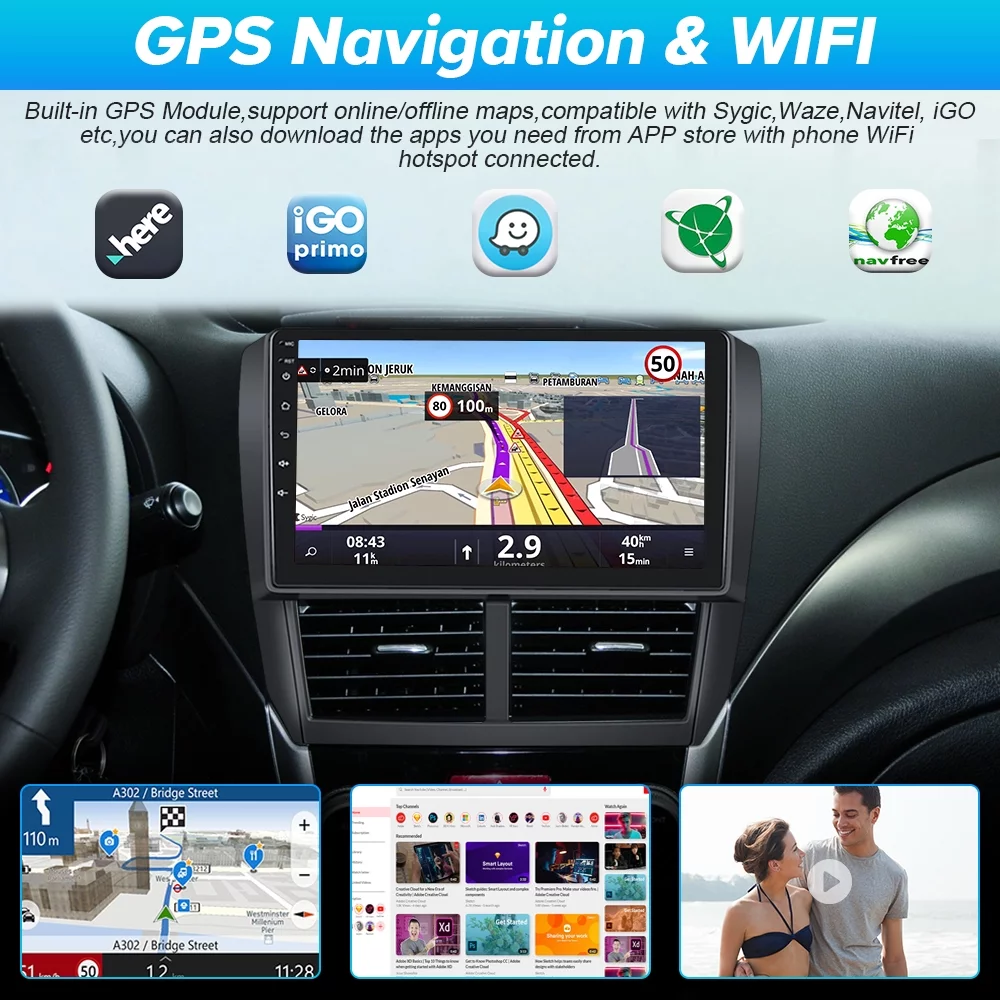 Podofo 2+64G Android 13 for Subaru Forester 2008-2012 Wireless Carplay Android Auto 9'' Touchscreen Car Stereo Radio WIFI GPS FM Bluetooth Hifi, AHD Backup Camera