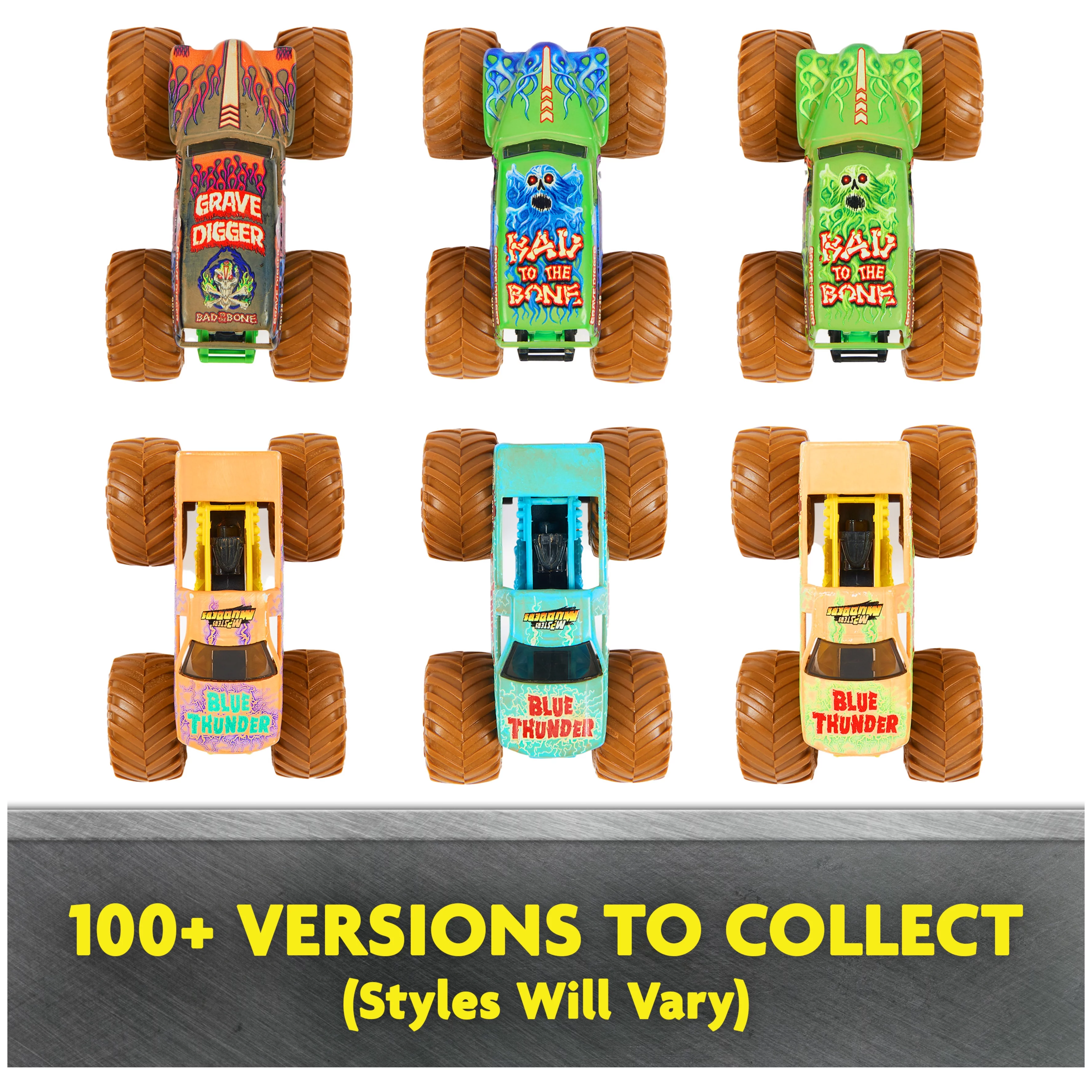 Monster Jam, Mystery Mudders 2-Pack Monster Trucks, Official  1:64 Grave Digger and Blue Thunder Die-Cast Vehicles,  Wash to Reveal (Styles Will Vary)