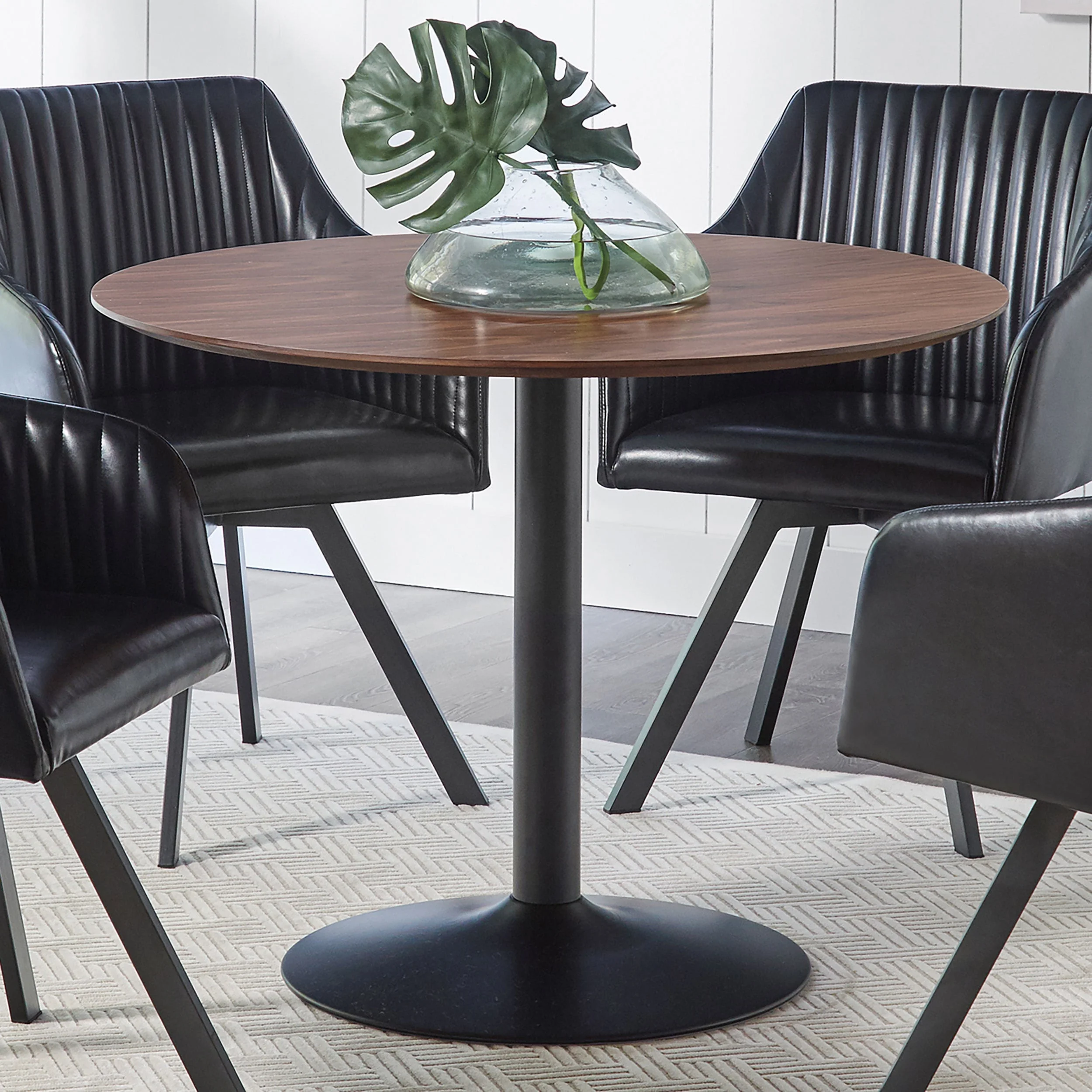 Coaster Cora Walnut and Black Round Dining Table