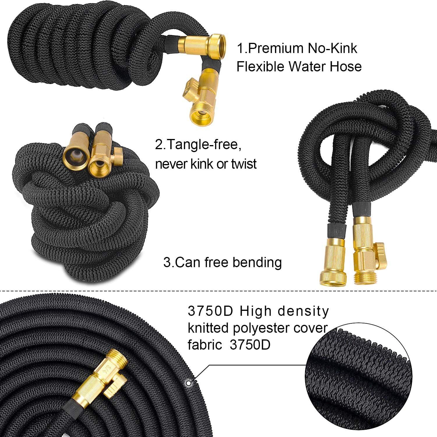 4X Stronger 100ft Garden Hose Expandable Heavy Duty Flexible Water Hose 3/4