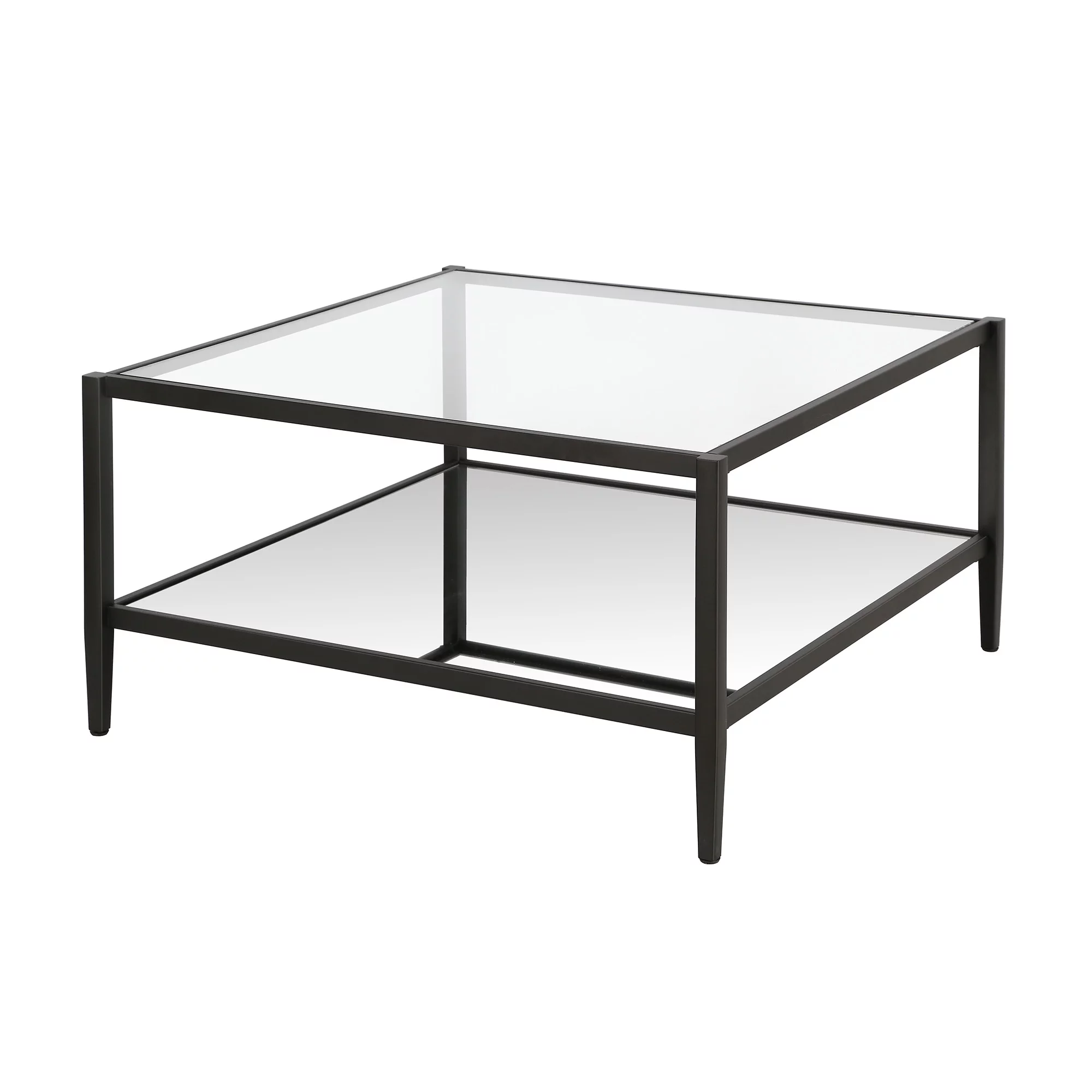 Evelyn&Zoe Modern Square Coffee Table with Glass Top