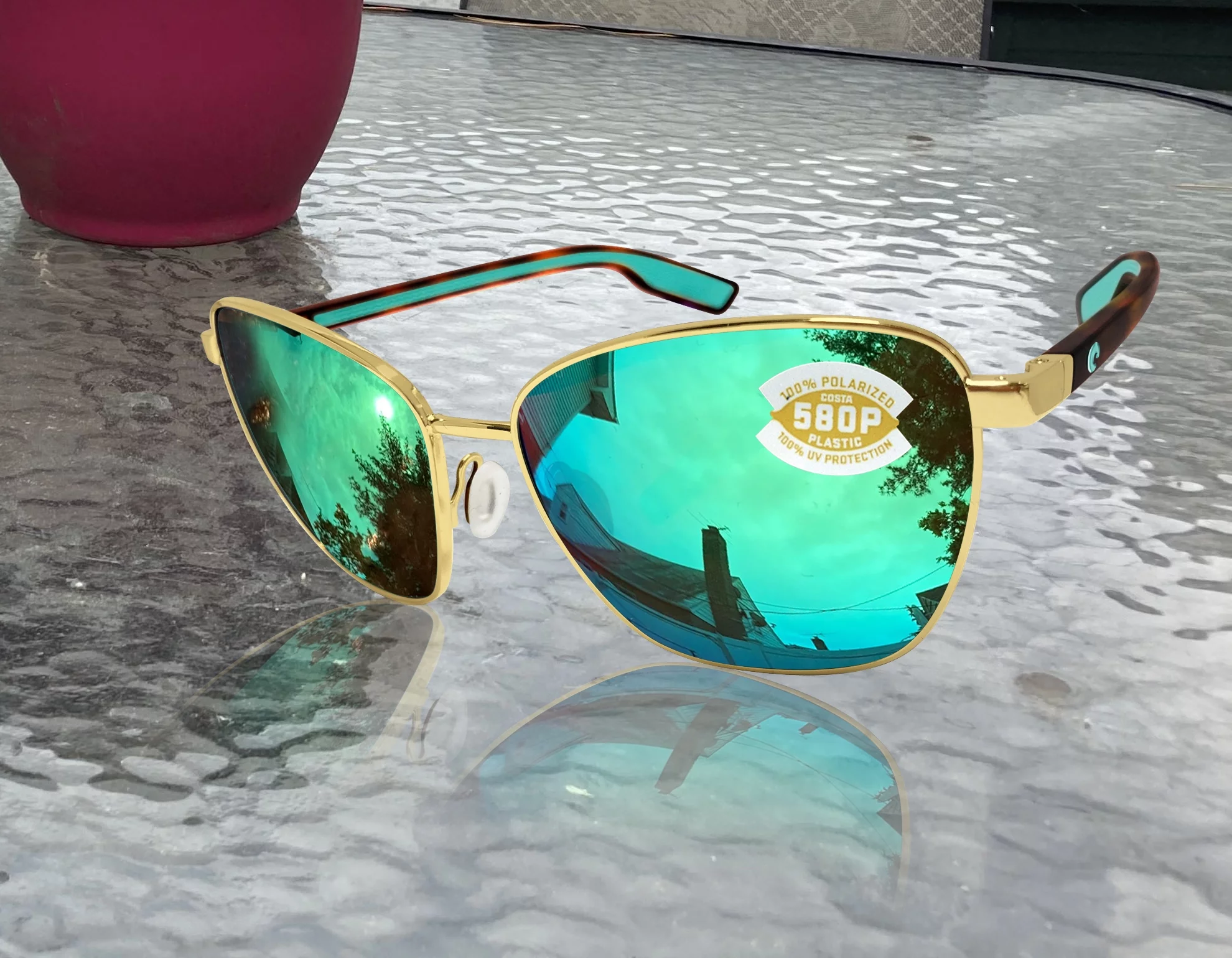 Costa Del Mar Paloma Green Mirror 580P Polarized Butterfly Ladies Sunglasses PAL 296 OGMP