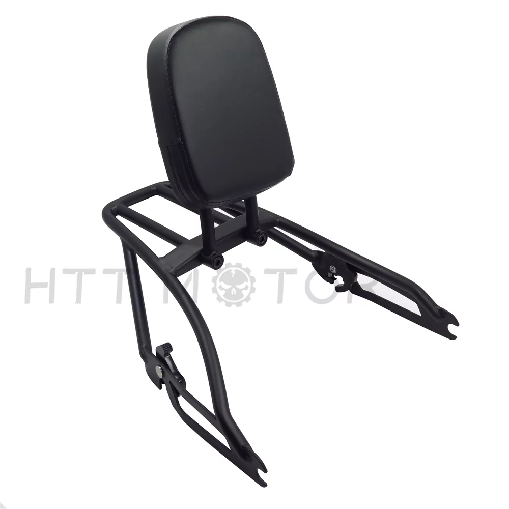 HTTMT- Black Sissy Bar Backrest Two-Up Luggage Rack For Harley Street XG500 XG750 15-17