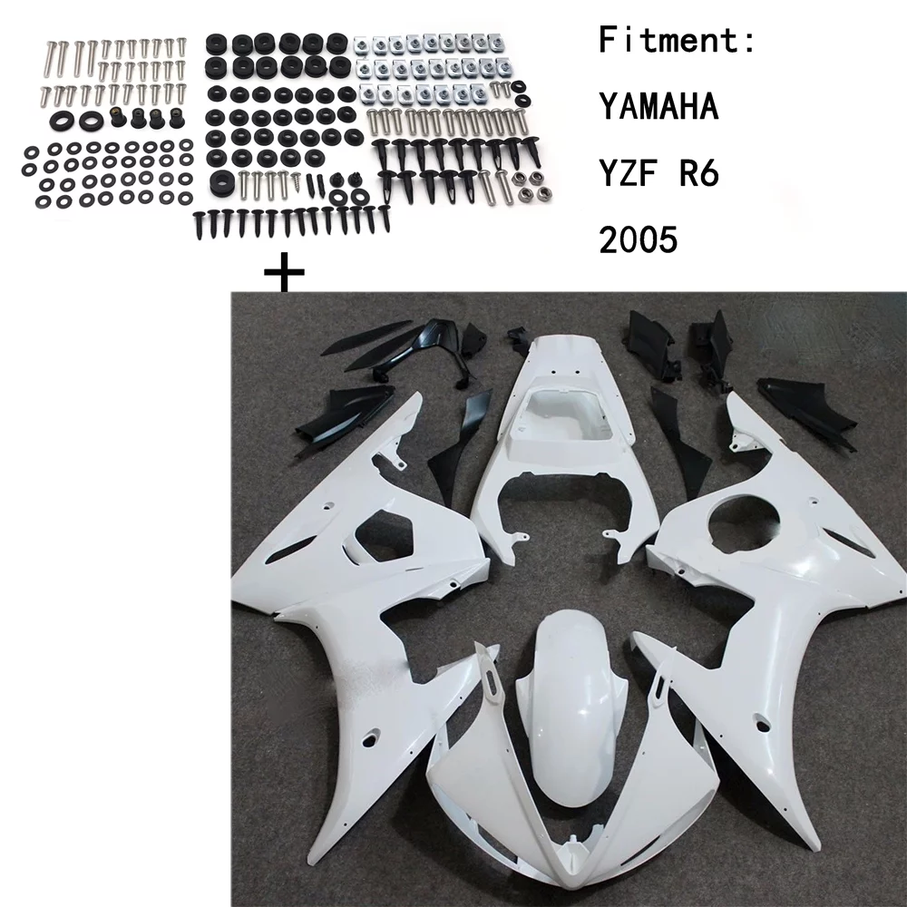HTTMT Replacement of Unpainted ABS Body work Fairing Kit w/ screw For YAMAHA YZF R6 2005 INJECTION