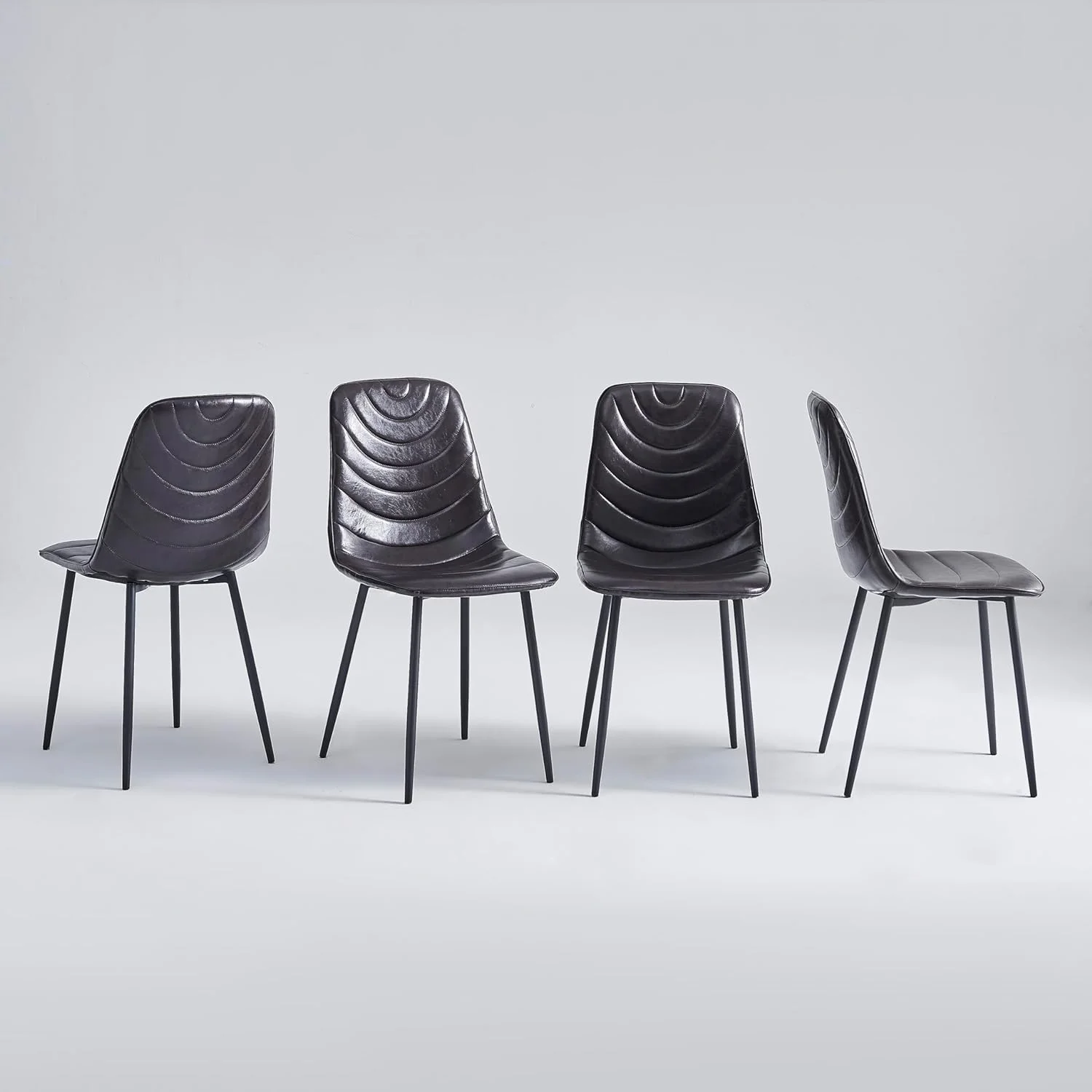 Anchorhome Modern Upholstered Kitchen Dining Chairs Set of 4, Sleek Faux Leather Armless Side Chairs