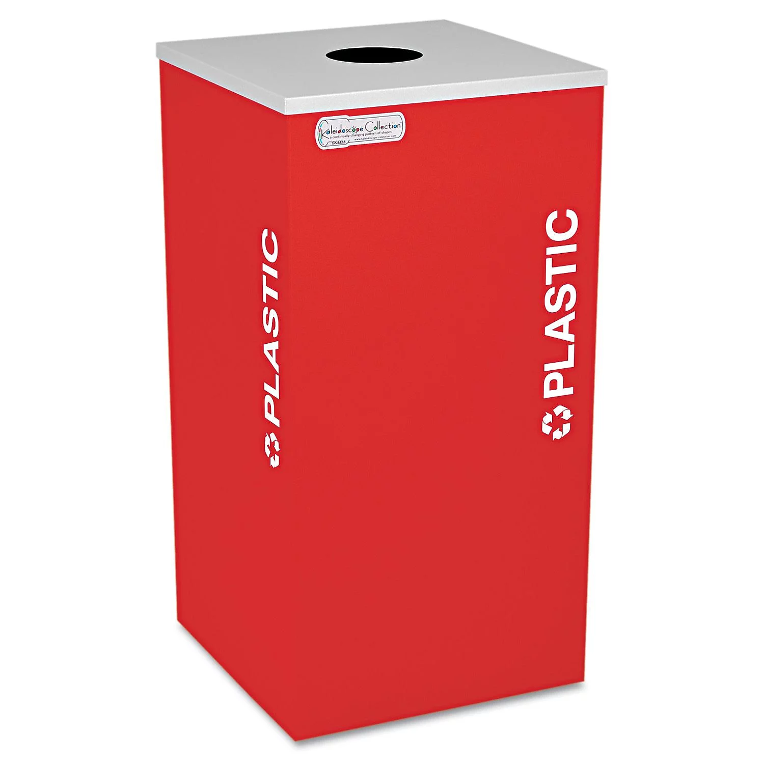Ex-Cell Kaleidoscope Collection Recycling Receptacle, 24gal, Ruby Red