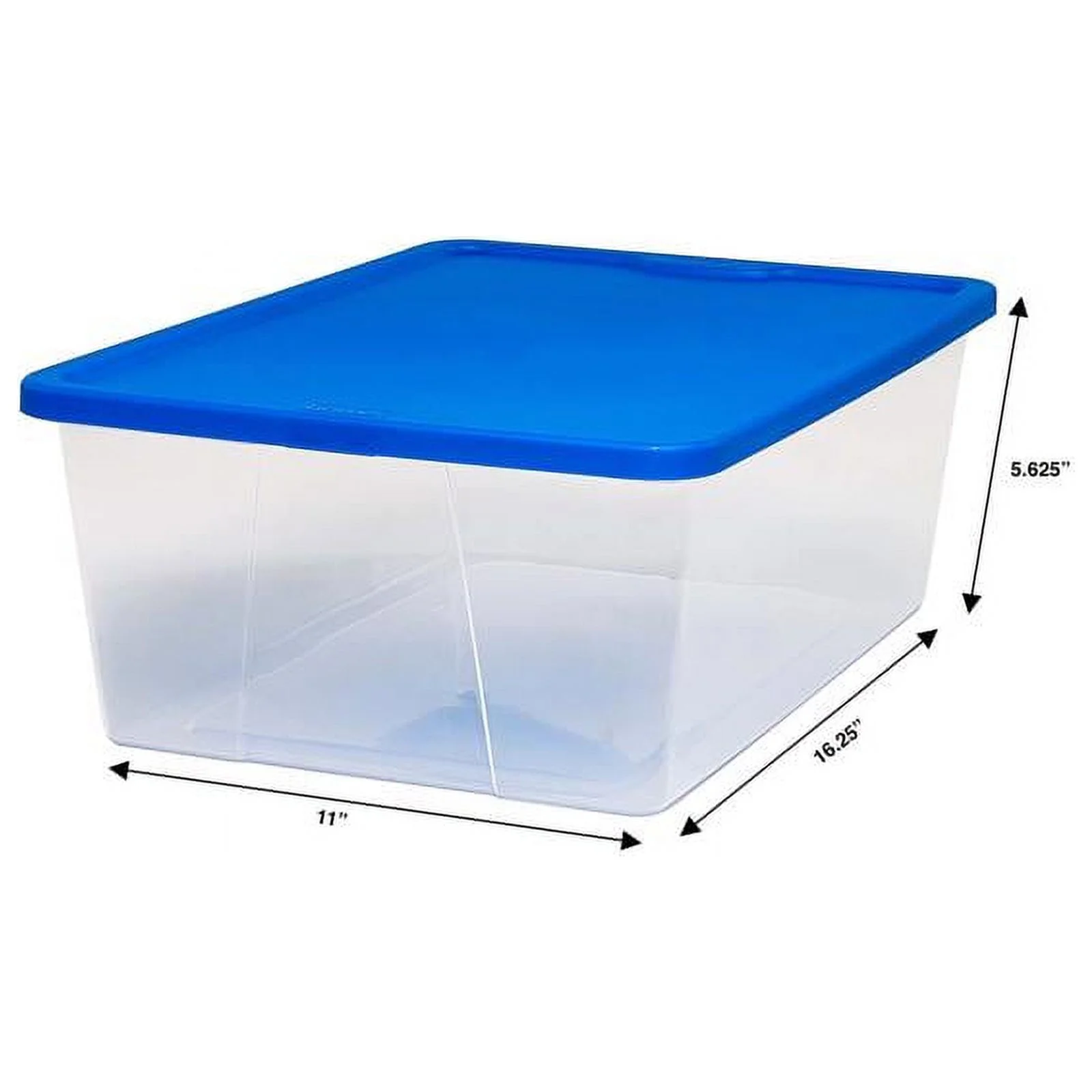 Homz 3 Gallon Plastic Storage Tote, Clear and Blue
