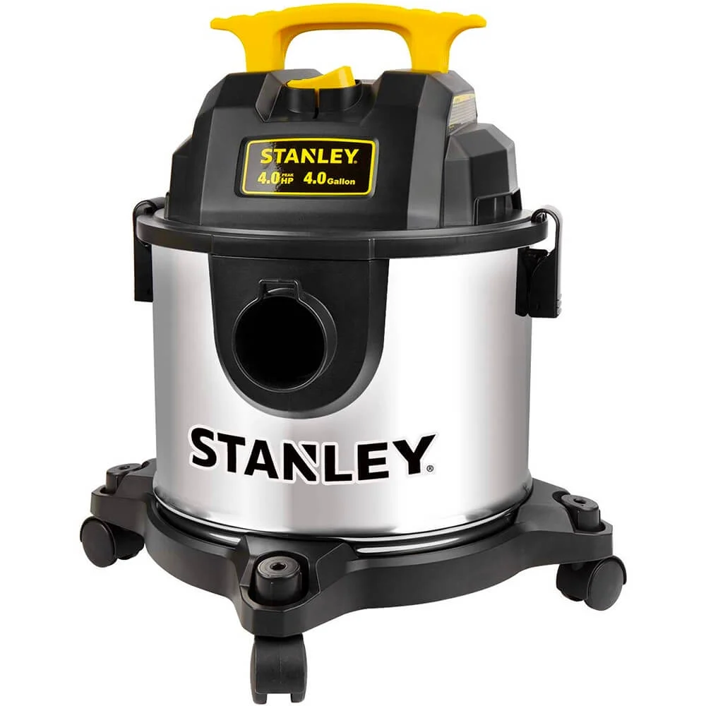 Stanley 4 gal. 4.0 HP Stainless Steel Wet Dry Vacuum with Hose Accessories and Tool Organizer