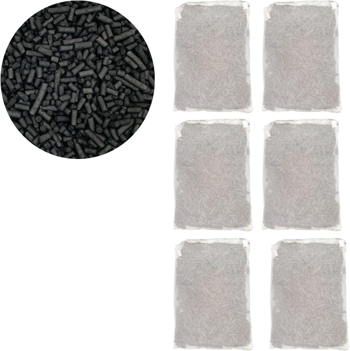 6 lbs Activated Carbon Charcoal Pellets Filter Media in 6 Mesh Bags for Aquarium Pond Filters