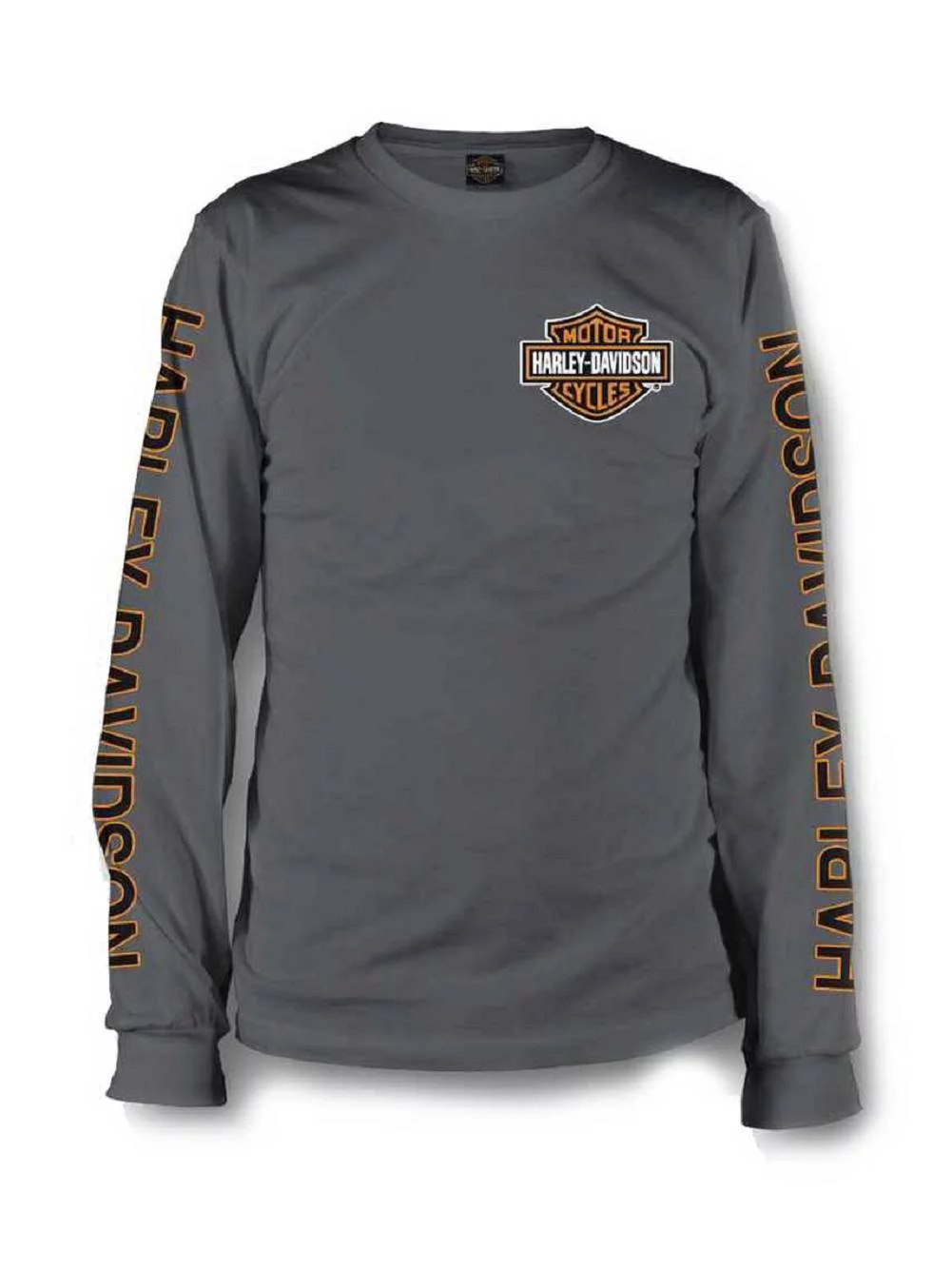 Men's Long Sleeve Orange Bar & Shield Grey Shirt 30291963, Harley Davidson