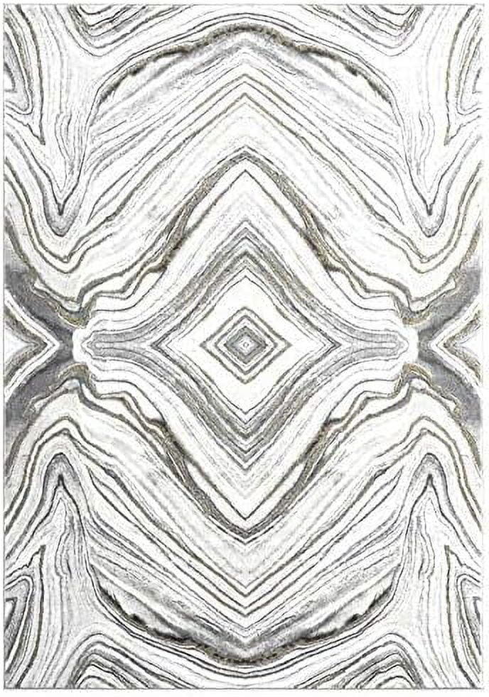 Rugs Contemporary Granite Grey & 4' X 6' Bedroom Rug - Modern Swirl Design Non-Shedding Area Rug