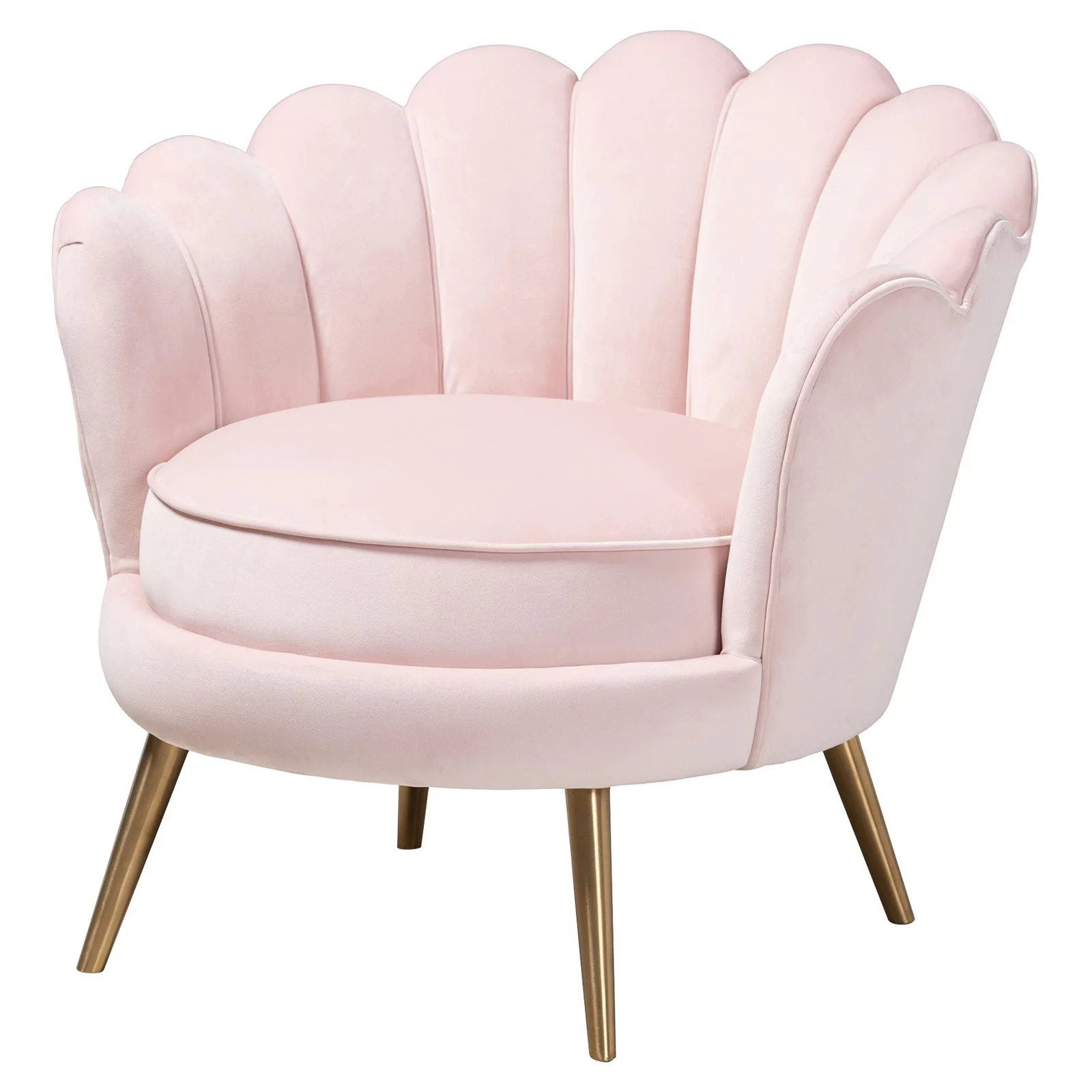 Baxton Studio Cosette Glam / Luxe Upholstered Seashell Shaped Accent Chair