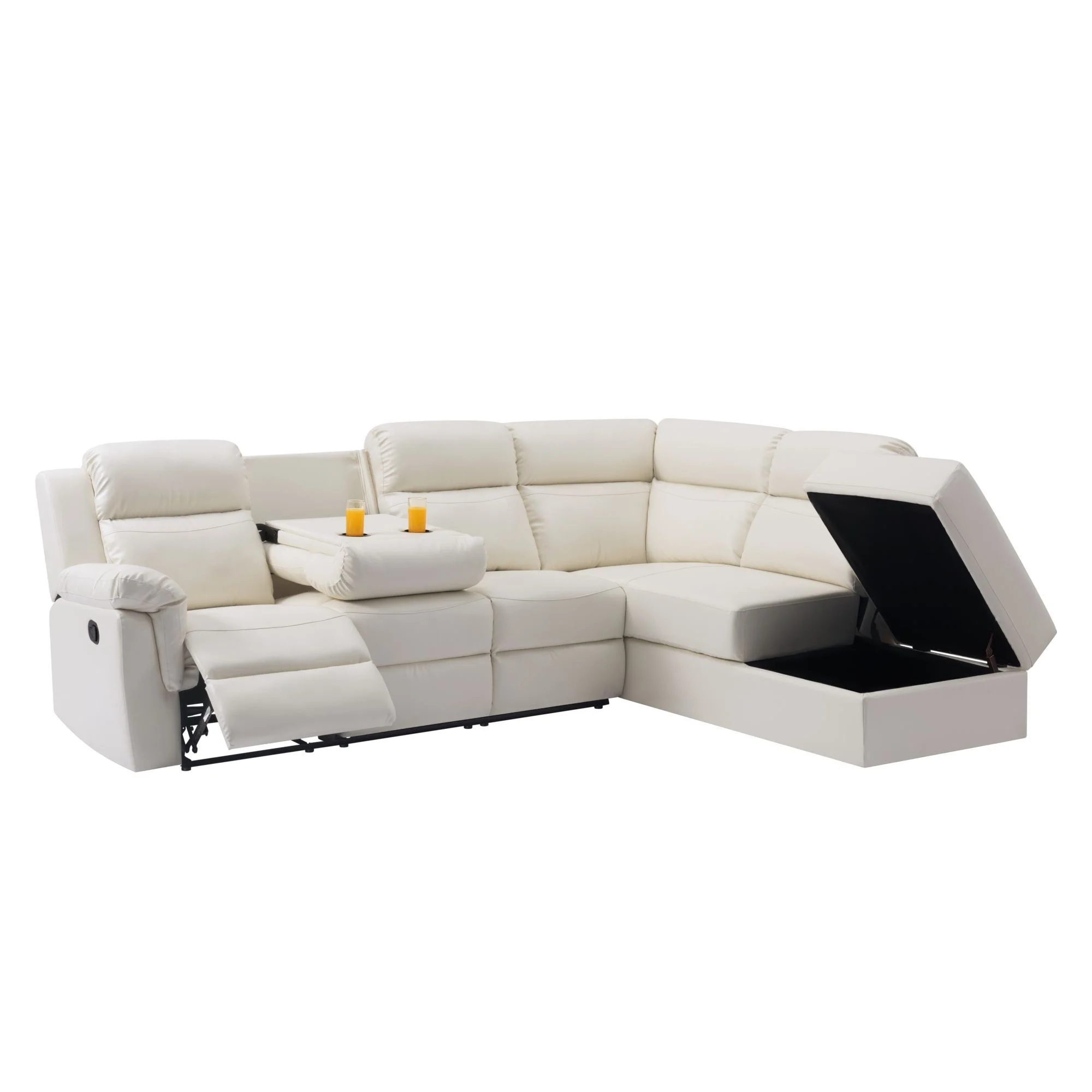Aukfa Leather Sectional Sofa Couch, 110