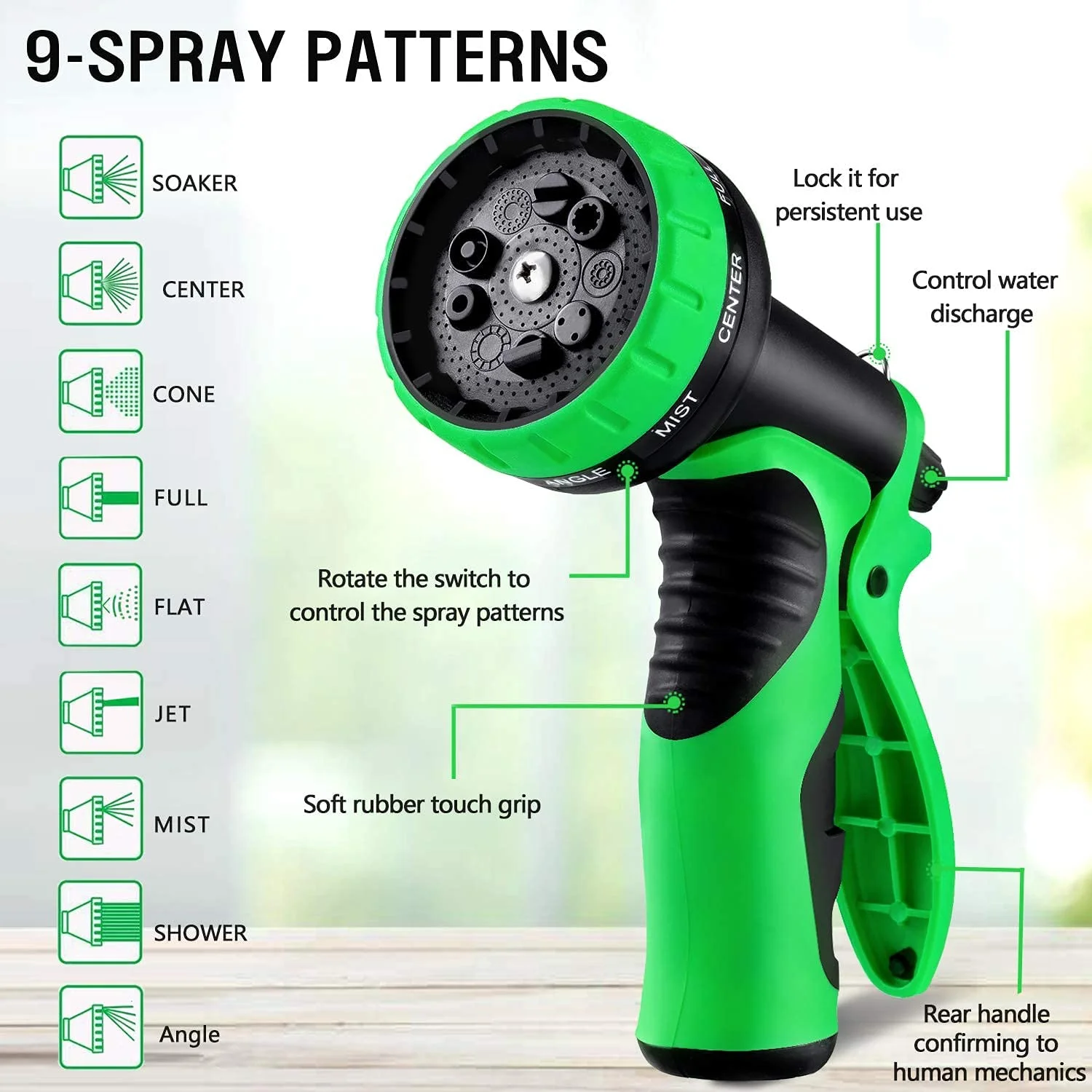 HBlife Garden Hose 100FT, Expandable Hose Flexible Lightweight Water Hose with 9 Function Nozzle Sprayer Expanding Durable Hose with 3/4 Inch Solid Brass Fittings, Black and Green