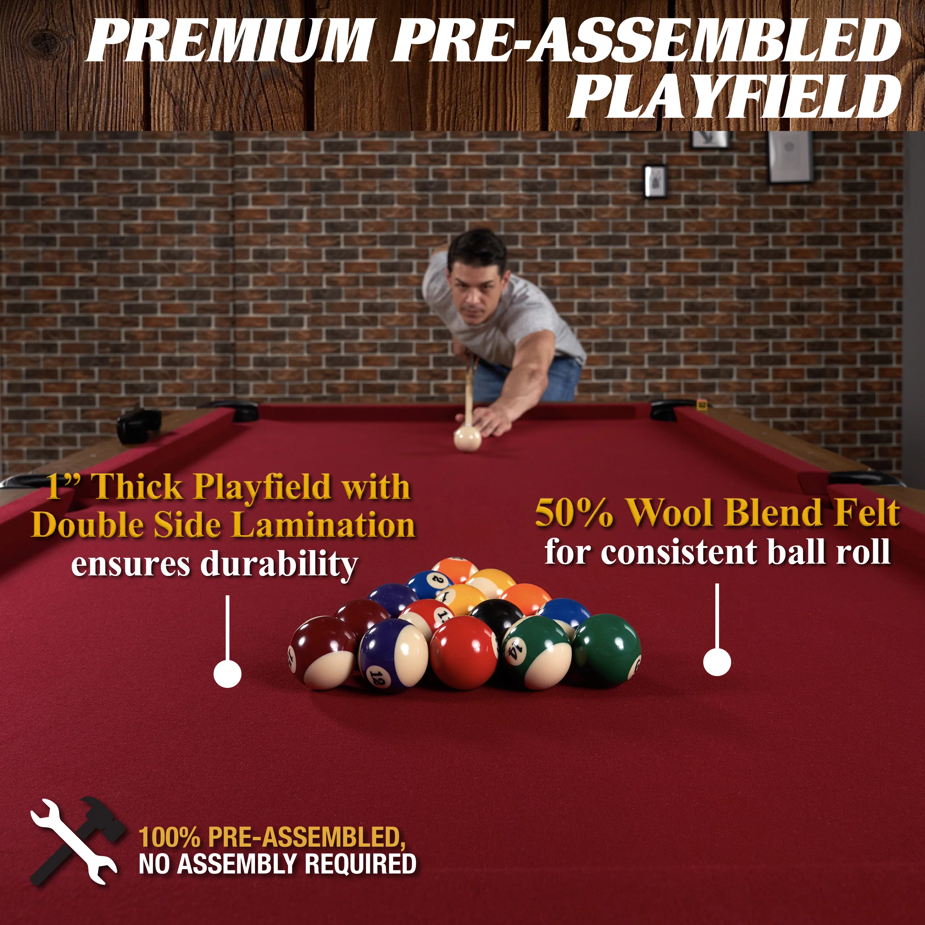 Barrington Billiards 8.5' Arlington Drop Pocket Table With Pool Ball and Cue Stick Set