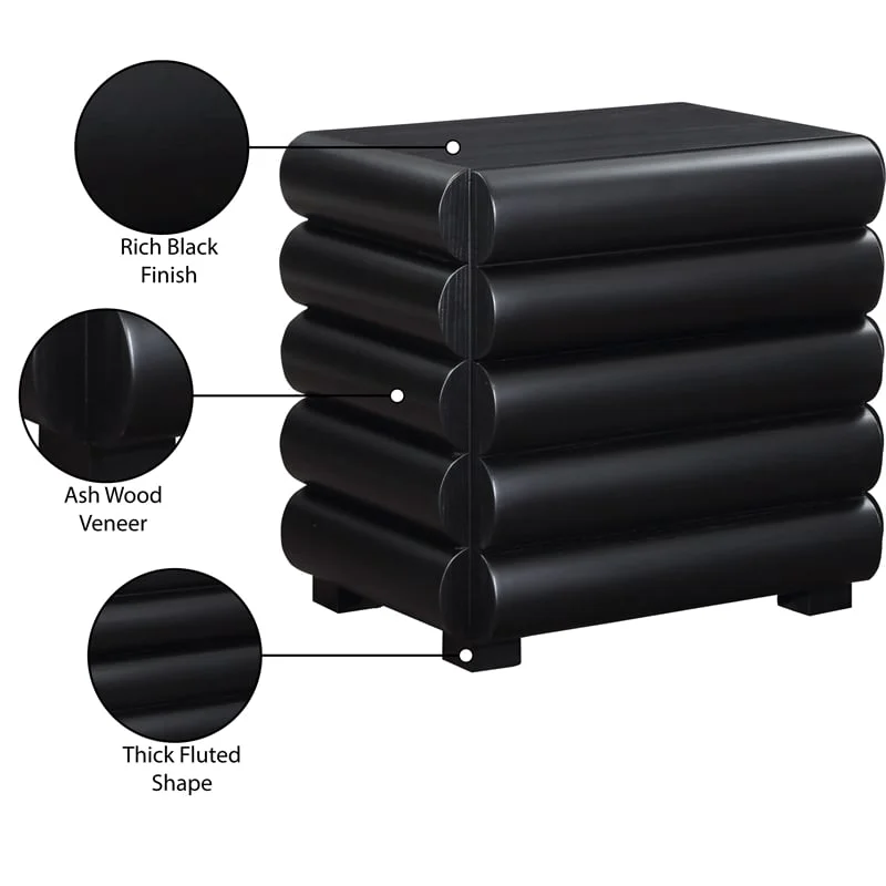 Meridian Furniture Maverick Black Night Stand / Side Table