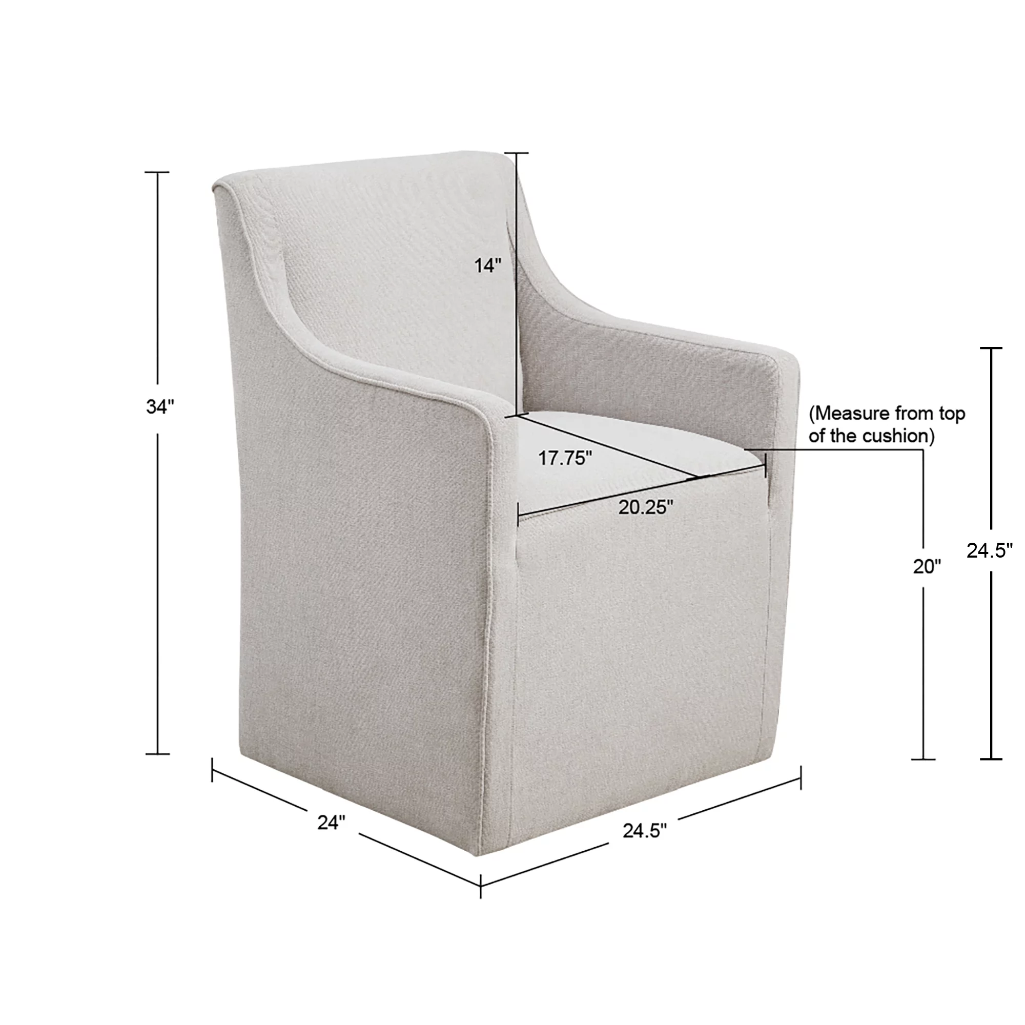 CoSoTower Slipcover Dining Arm Chair with Casters