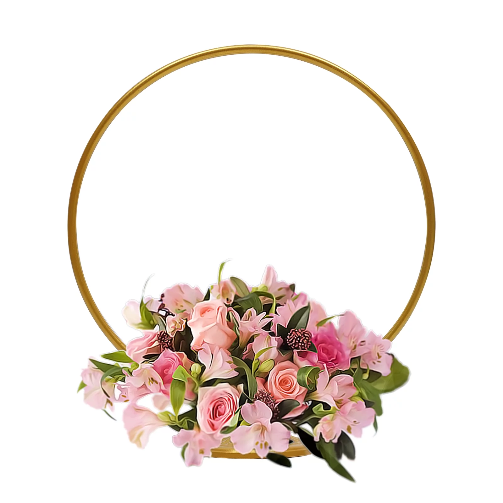 Aiqidi 10PCs Metal Flower Stands Vintage Round Wedding Flower Hoop  for Tables Party Wedding Decor (Gold)