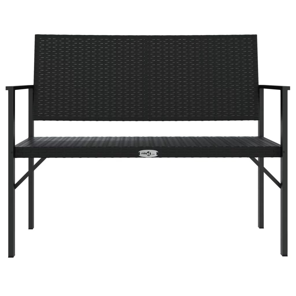 Aibecy 2-Seater Patio Bench Black Poly Rattan