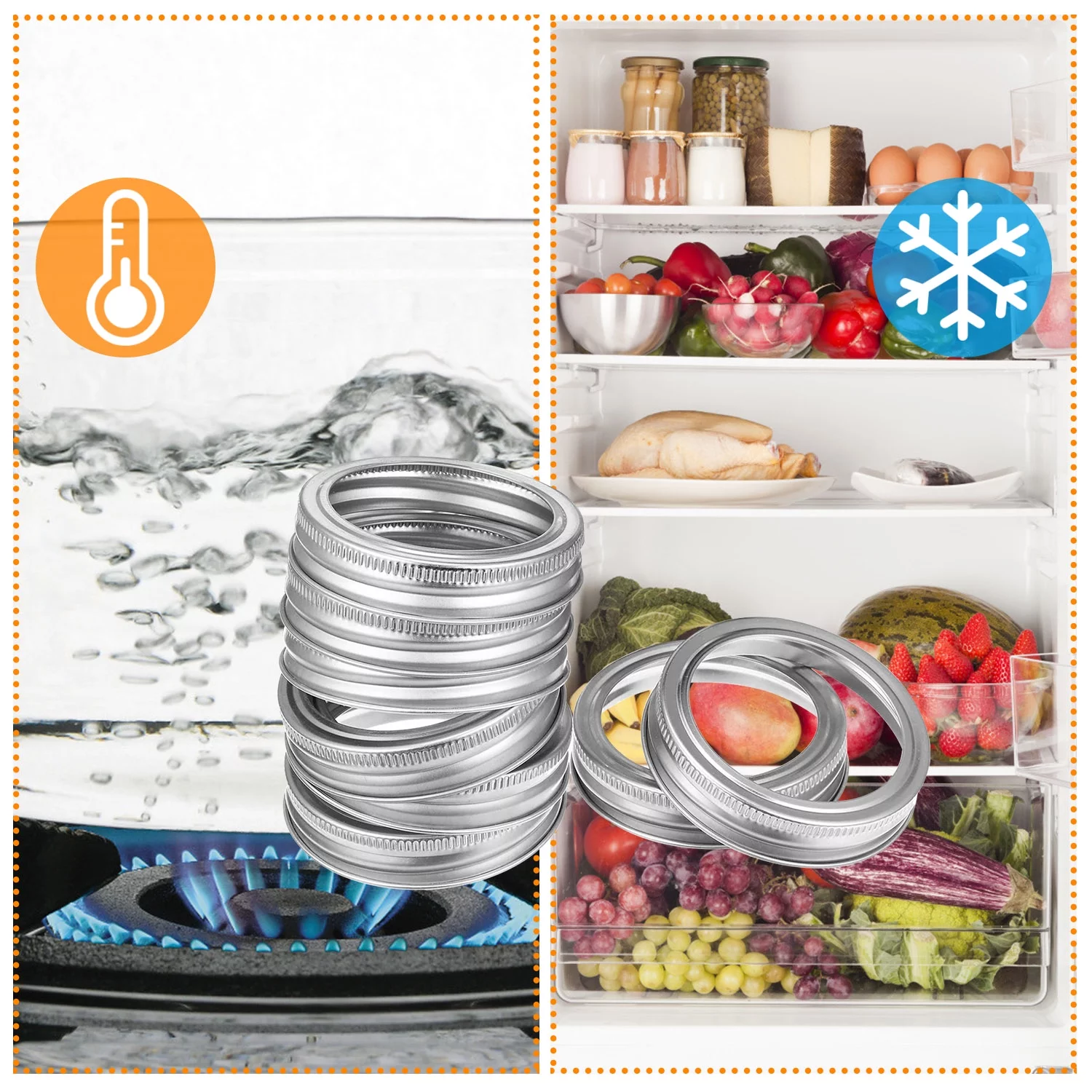 72Pcs Regular Mouth Mason Jar Rings, iMounTEK Canning Jar Rings, Leak-Proof Metal Rust Proof Screw Canning Bands for Mason Jars, Ball Jars, Canning Jars