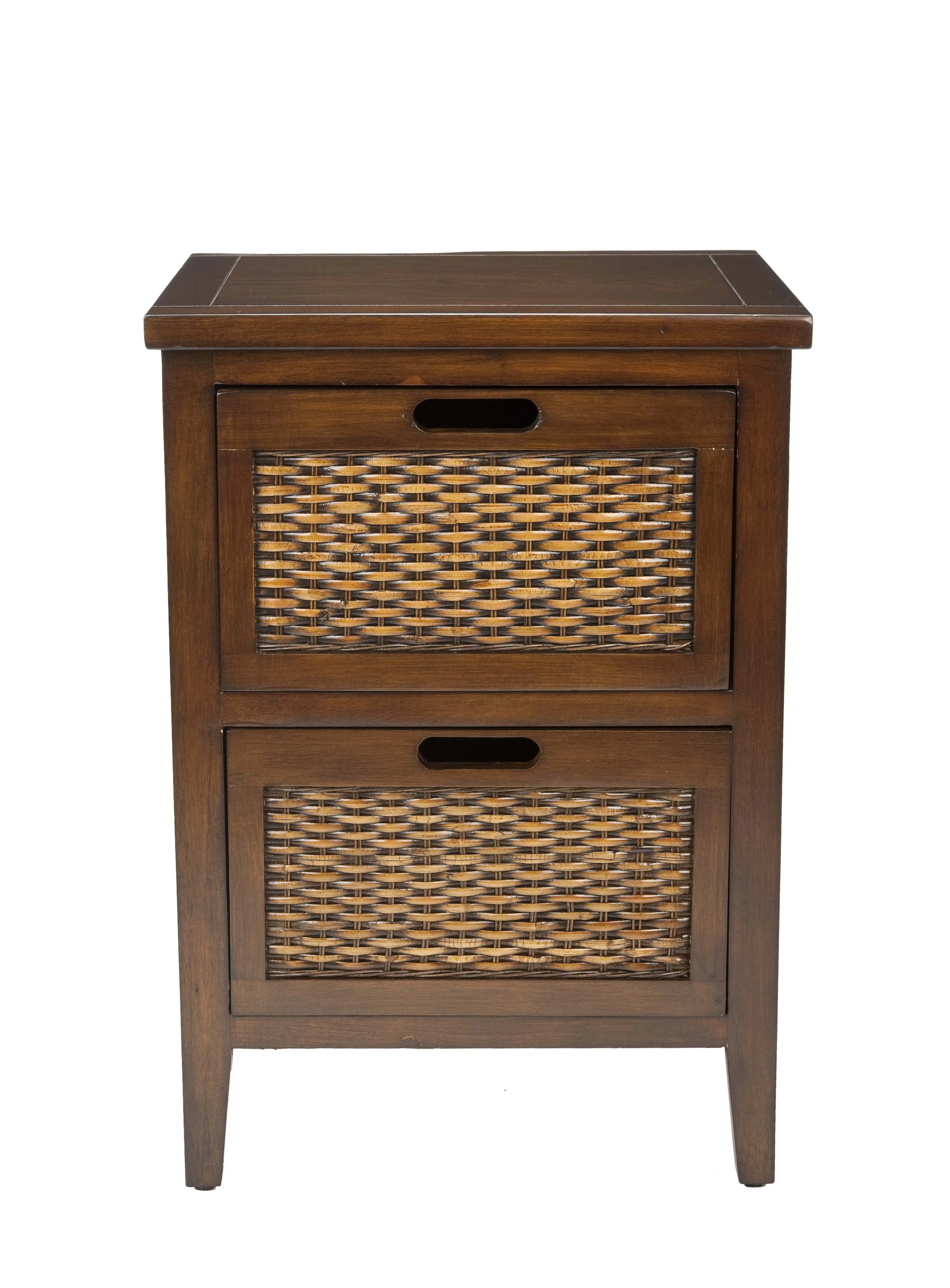 SAFAVIEH Jonah Country Rustic Two Drawer End Table, Dark Teak