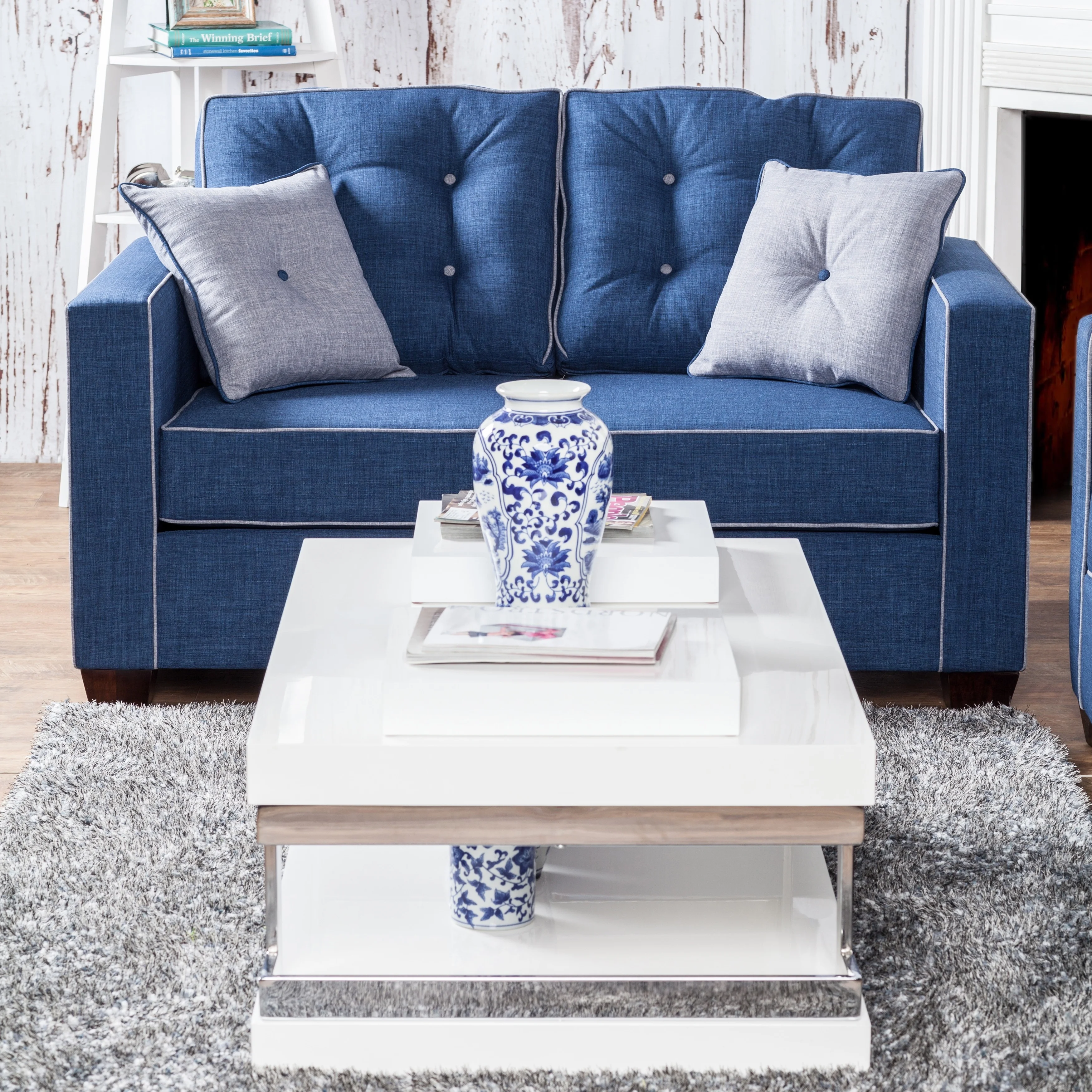 Furniture of America Wazy Modern White 47-inch Metal 1-Shelf Coffee Table by