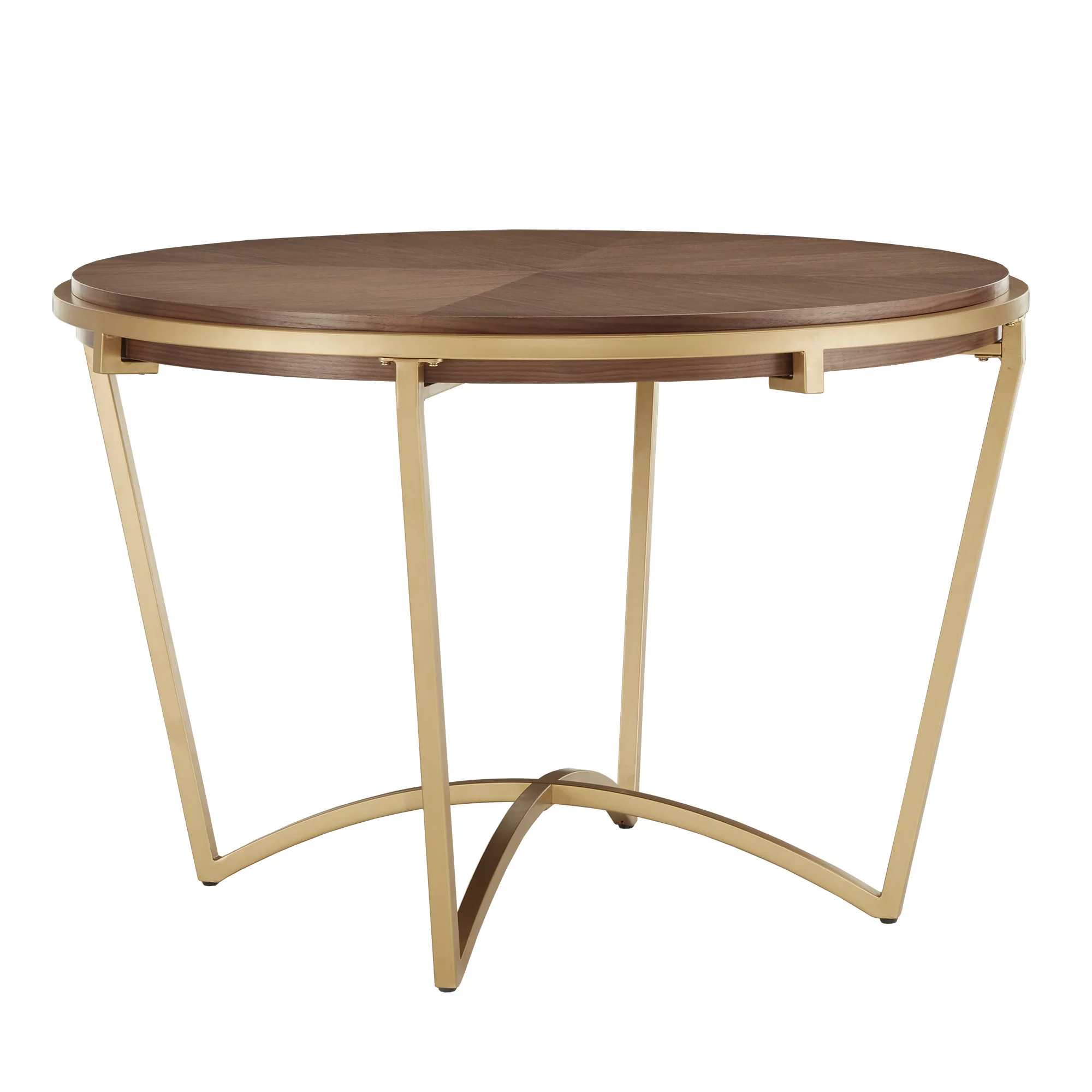 Weston Home Alannis Natural Finish Dining Table With Gold Metal Base