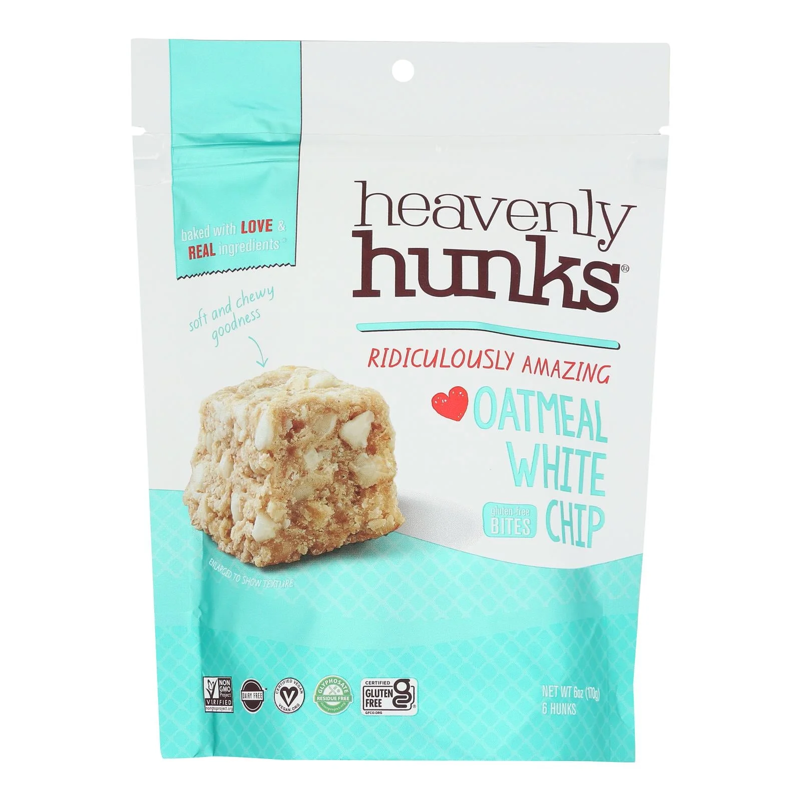 Heavenly Hunks - Cookie Oatmeal White Chocolate - Case of 6 - 6 OZ