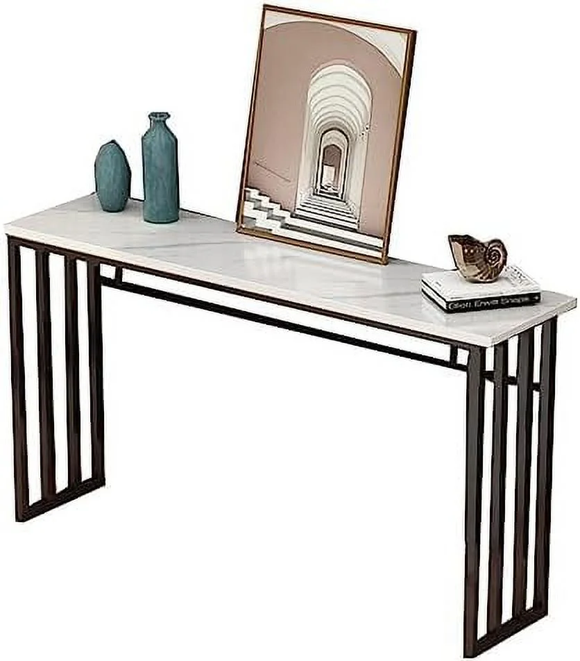 xrboomlife Entryway Console Table with Metal Frame  Modern Foyer Entryway Table Small Spaces  Narrow Sofa Accent Table with Wood Top for Entrance  Hallway  Living Room (Color   /Black Gol