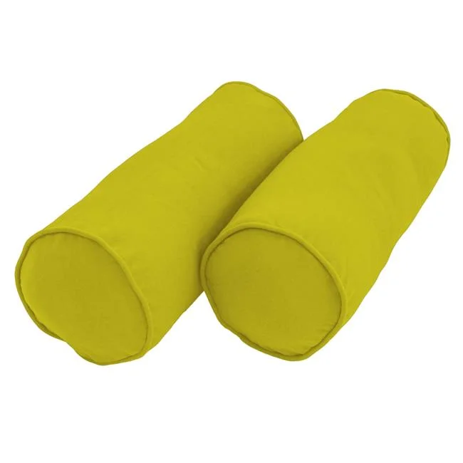 20 x 8 in. Double-Corded Solid Twill Bolster Pillows with Inserts, Mojito Lime - Set of 2
