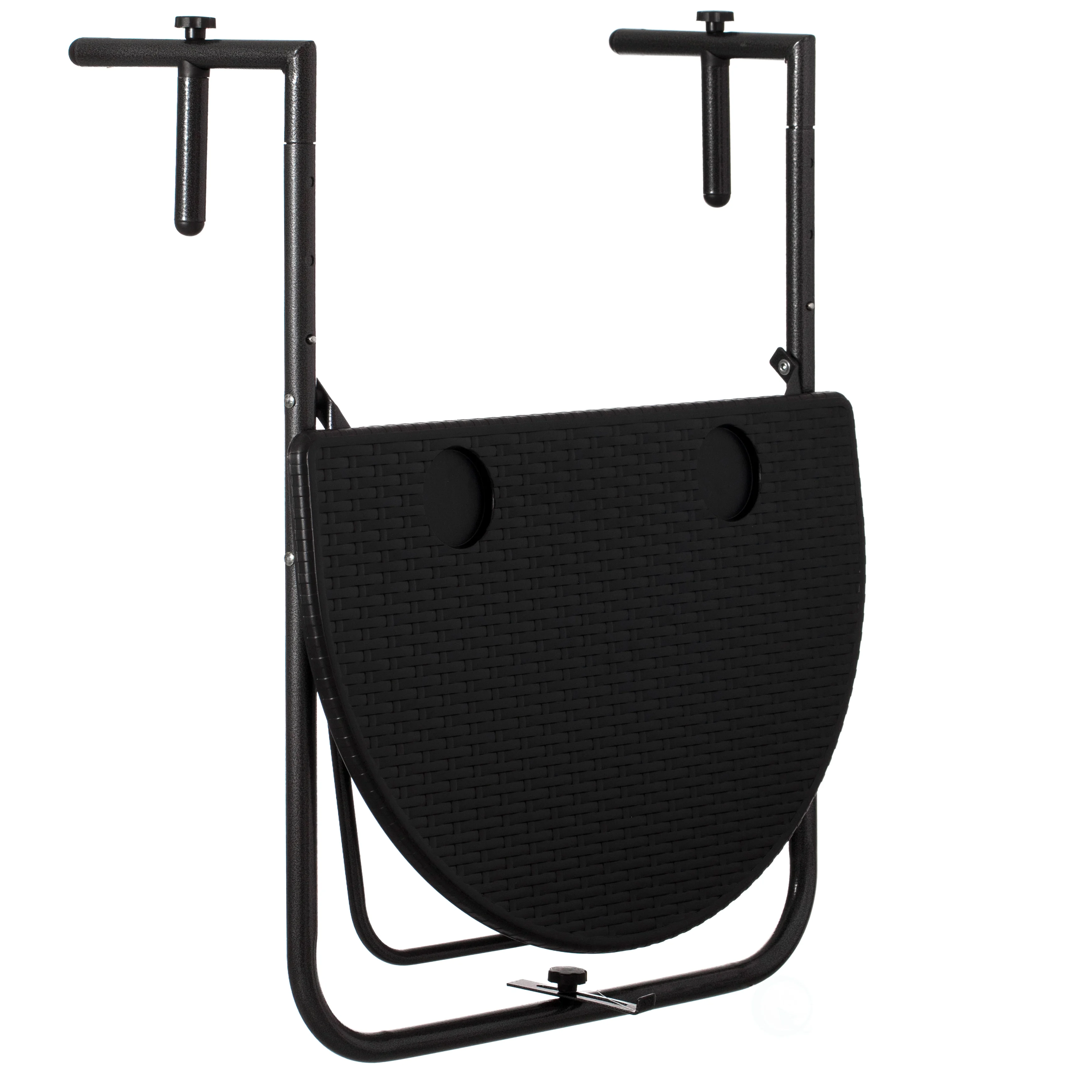 Indoor and Outdoor Rattan Decorative Plastic Foldable Balcony Table, Black