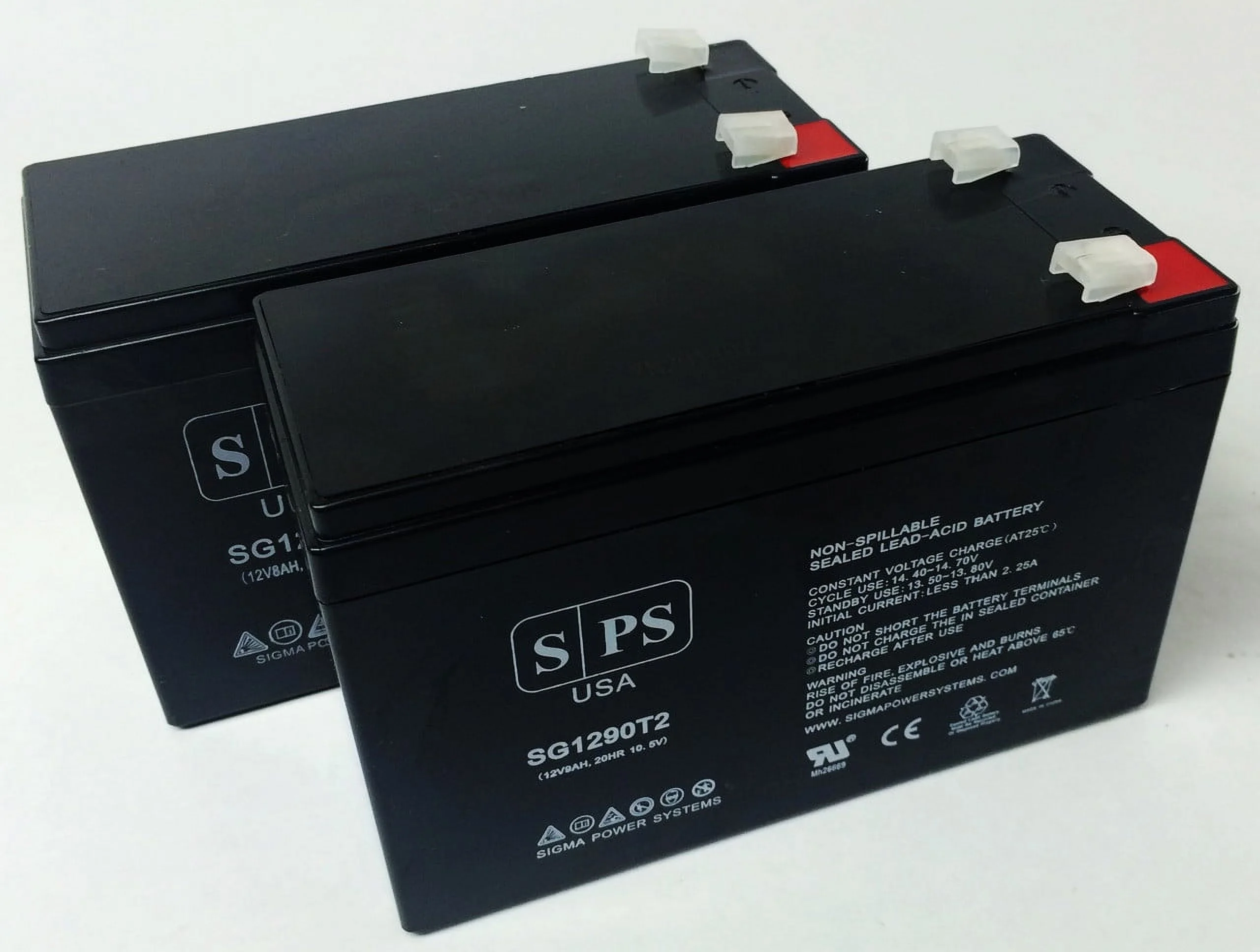 SPS Brand 12V 9Ah Replacement Battery (SG1290T2) for Powerware PW9355-20 (Terminal T2) (2 Pack)