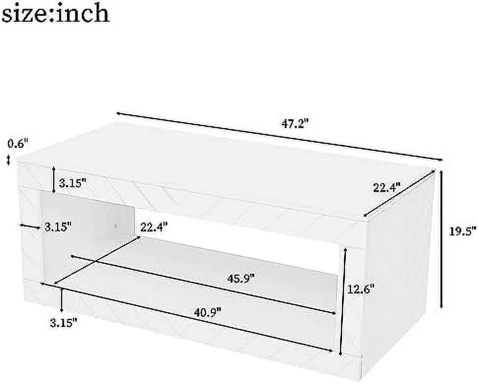 TQNJYGX Coffee Table  2-Tier Rectangular Coffee Table with Tempered Glass  Modern Cocktail Table with High-Gloss UV Surface  Minimalist Design Center Table for Living Room  Black