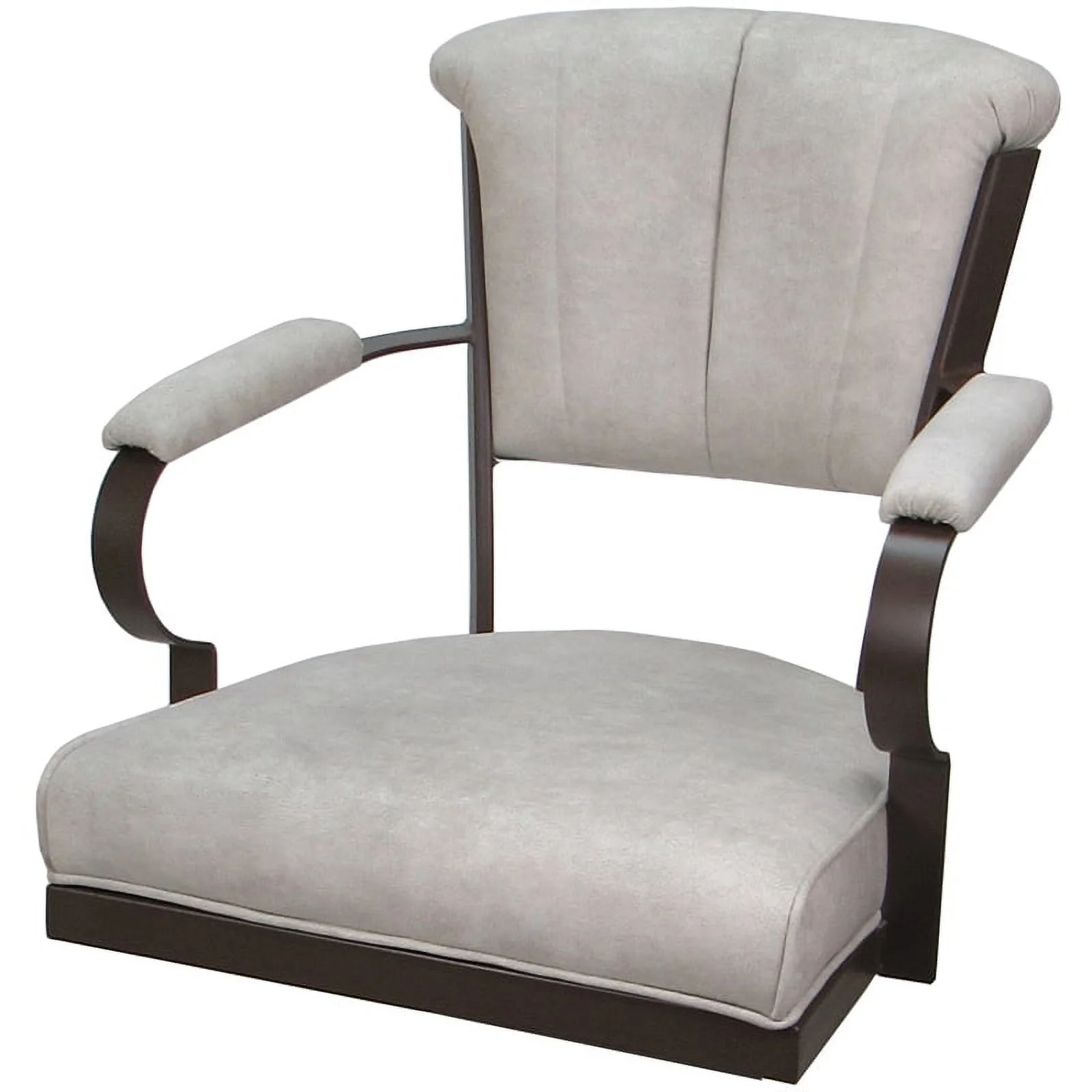 Miami Swivel Tilt Metal Caster Chair - Smoke Beige Fabric - Brown Frame
