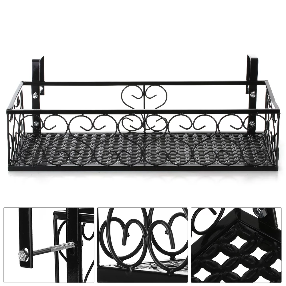 Flower Pot Stand Rack Deck Rail Flowerpot Railing Shelf Balcony Rail Planter Shelf Fence Railing Flower Pots Holder