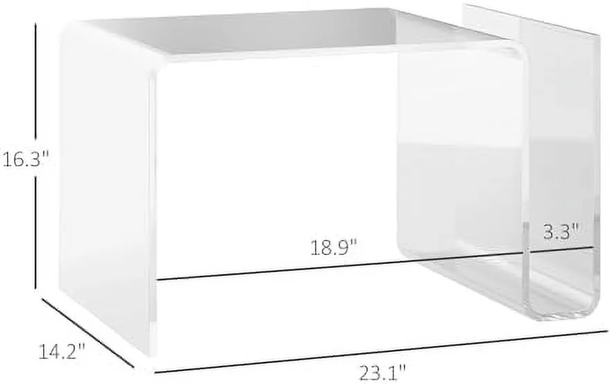 WTYNKAE 14" Long 2-Tier Rectangle All Acrylic 15mm Thick Waterfall Coffee Table  Clear