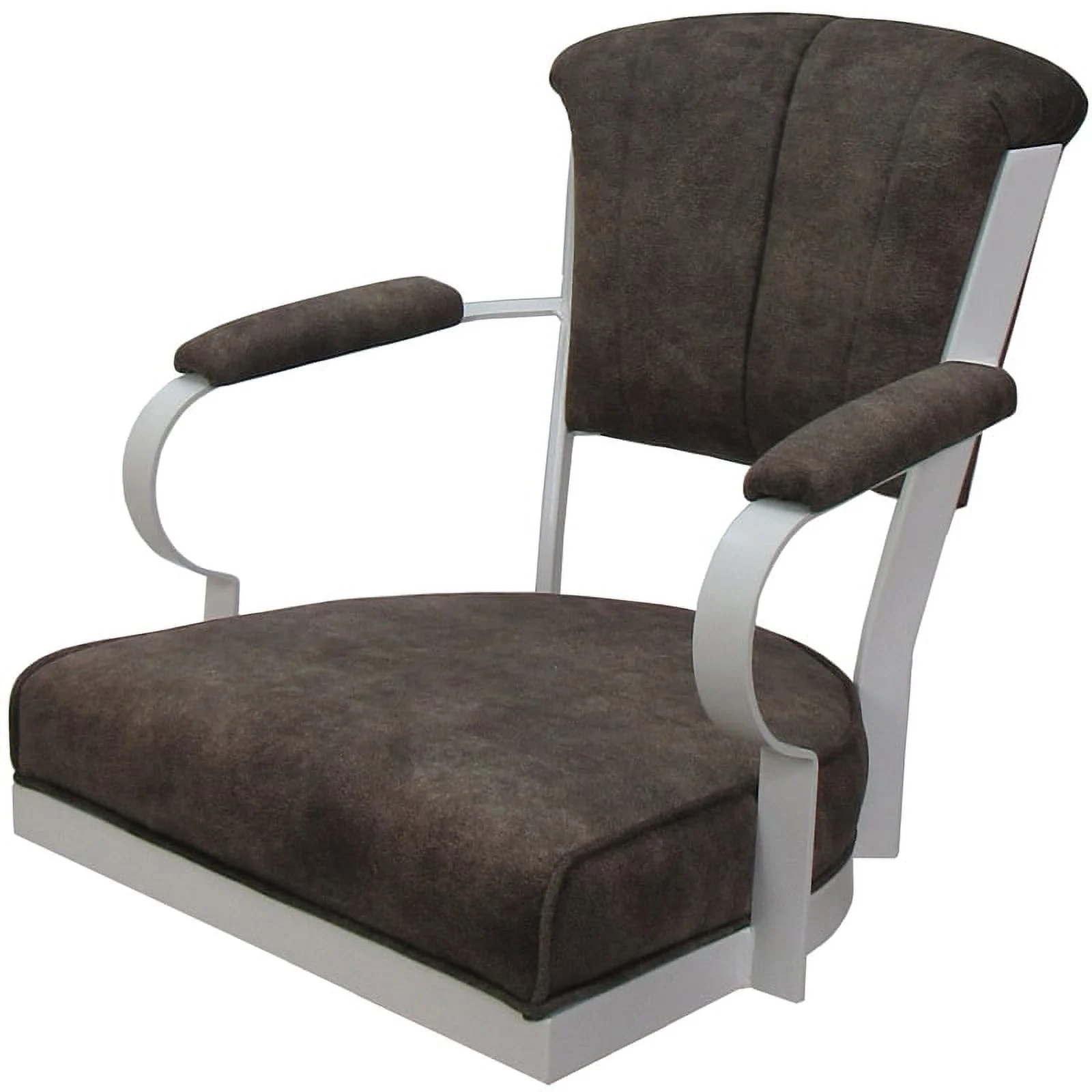 Miami Swivel Tilt Metal Caster Chair - Tobacco Brown Fabric - White Frame