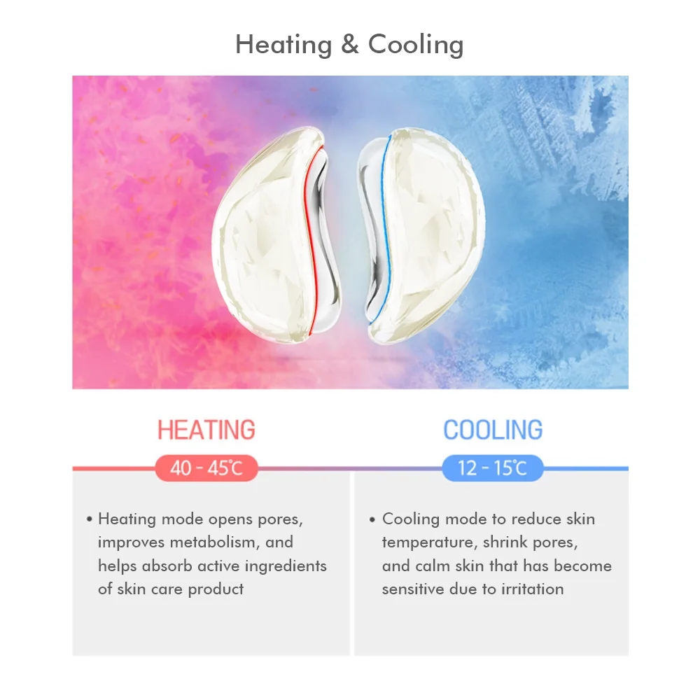 Vordrassil 2024 update Facial 5 in One Skin Massager, Gua Sha facial tools Cold/Warm Firming V-line Wrinkle Reduce Lifting (Diamond surface with base)