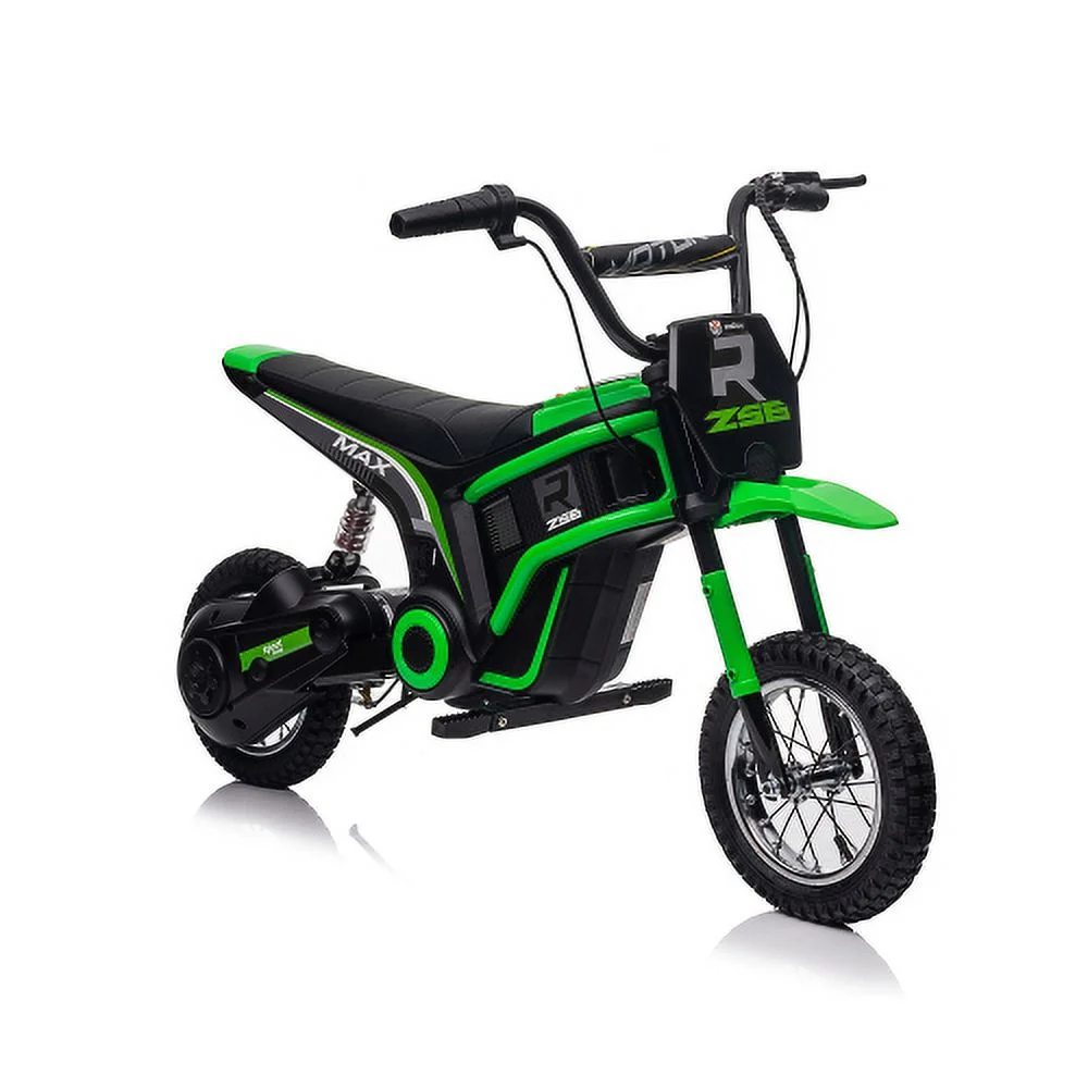LightingGo 24V Electric Dirt Bike, Ride on Toy Motorcycle for Kids and Teens,Green