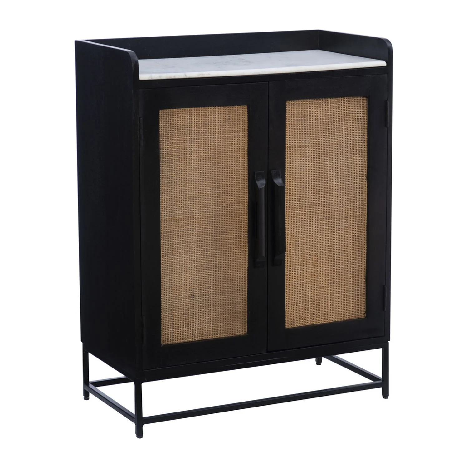 Linon Janie Rattan Bar Cabinet Black