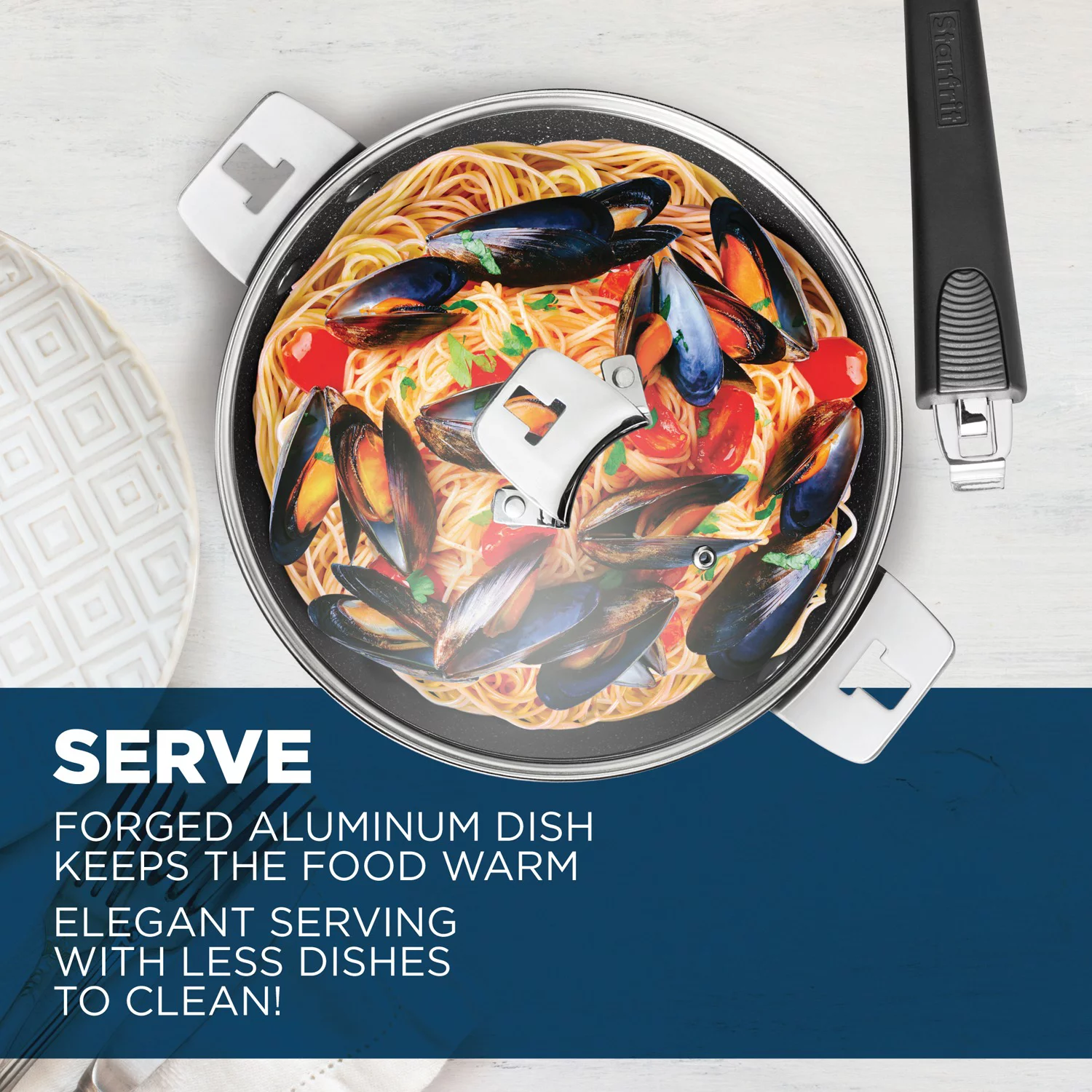 The Rock 034716-002-0000 9 in. Deep Frypan with T-Lock Handle Dutch Oven with Lid Detachable