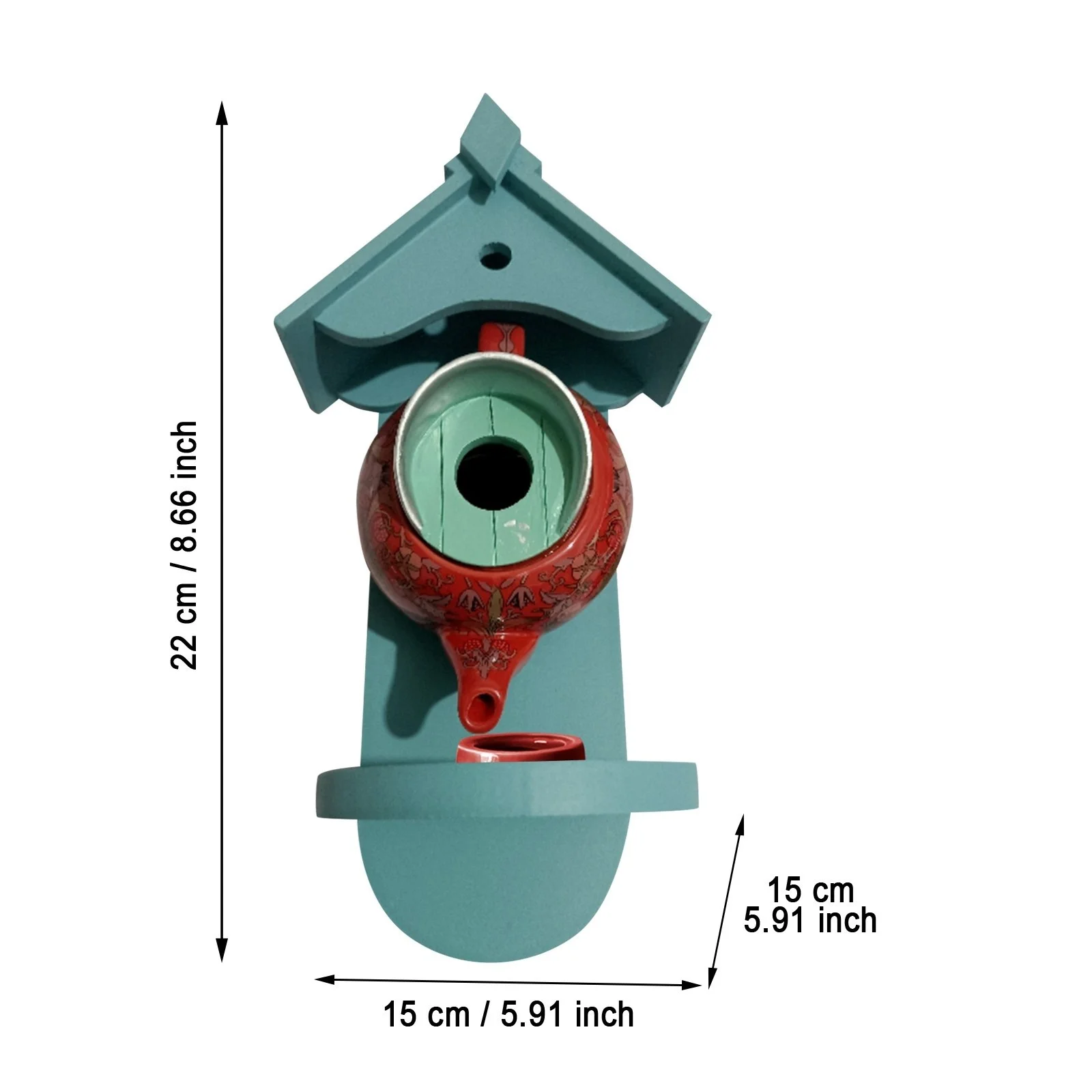 More Birds Replacement Flowers Teal Teapot Birdhouse Feeder Birdhouse And Hanging Garden Patio Exterior Decoration For Feeders Hummingbirds And Wild Birds