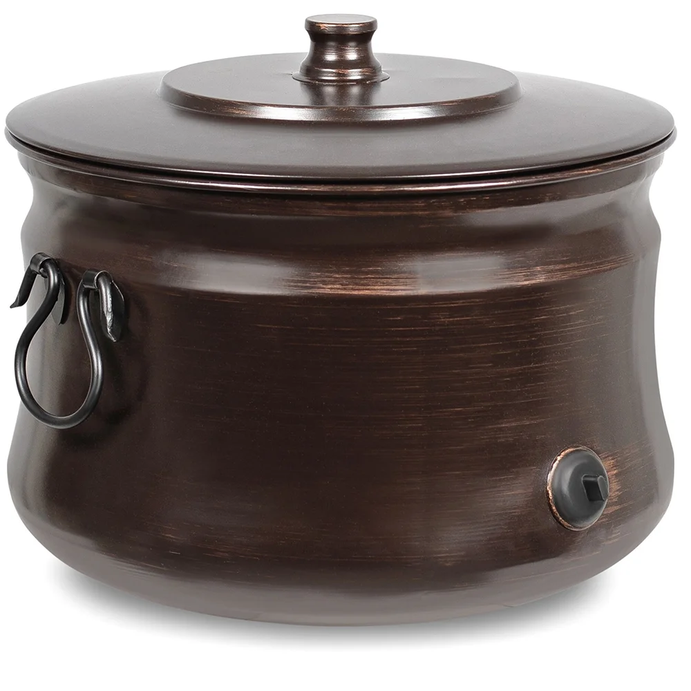 BirdRock Home Decorative Water Hose Pot with Lid - Distressed Bronze - 100 ft Hose